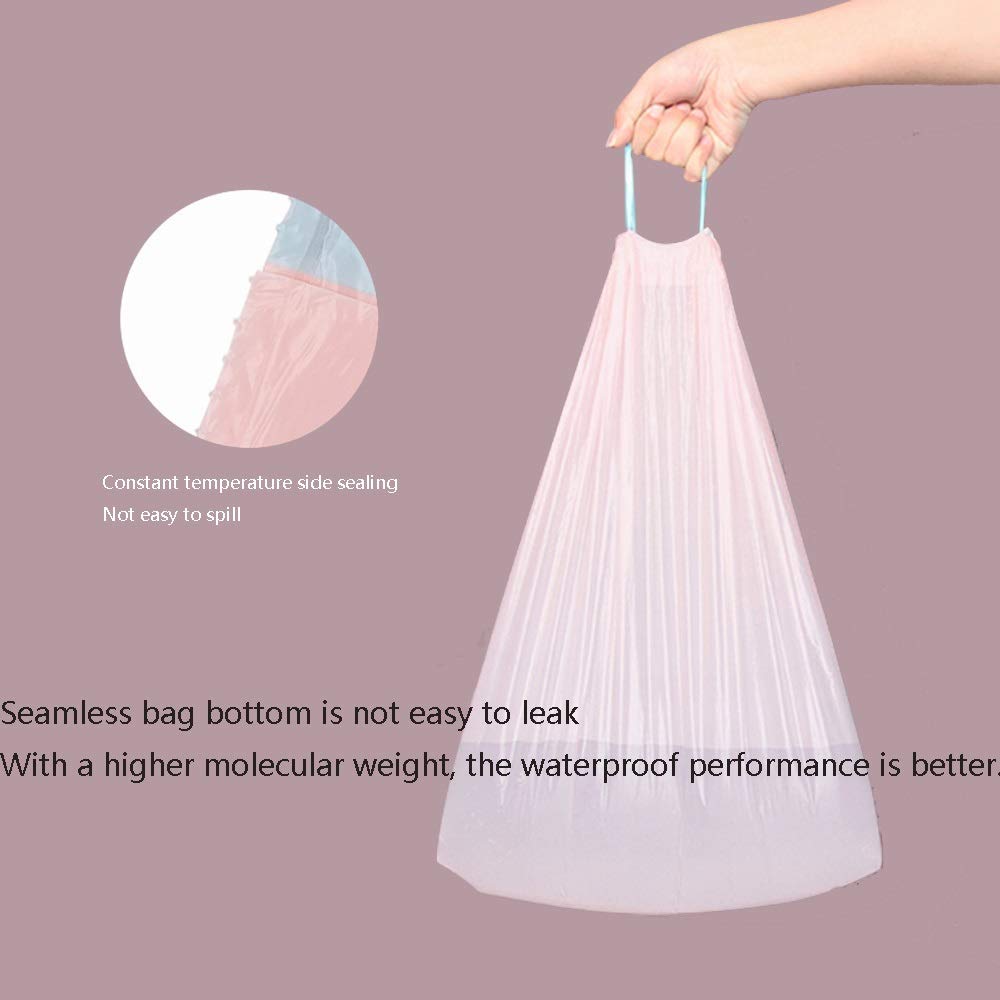 Premium Heavy-Duty Trash Bags with Drawstring - 4 Rolls, 12 Rolls, or 24 Rolls - Extra Thick Leak-Proof Garbage Bags for Kitchen, Bathroom & Outdoor Use - Automatic Closing Design (Pink, 4 Rolls) - Perfect for Home, Office & Camping Waste Disposal