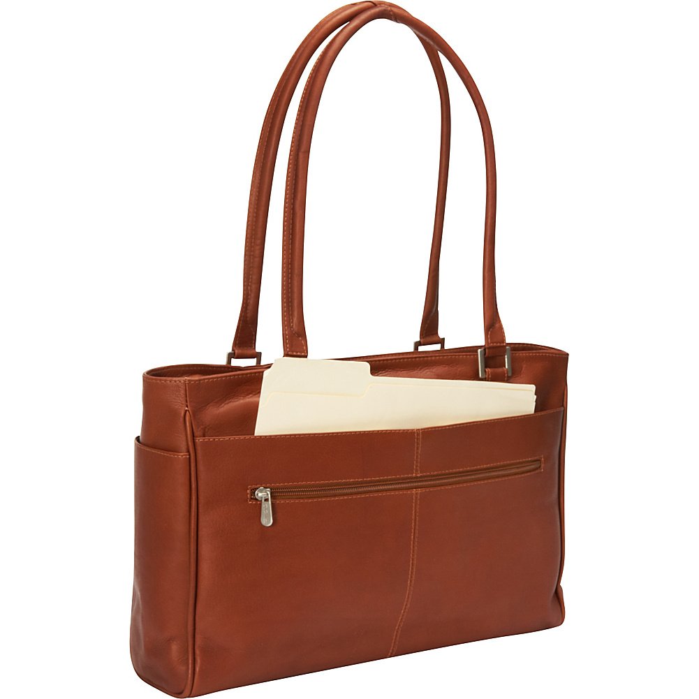 Stylish Women's Laptop Tote Bag with Multiple Pockets - Perfect for Work, Travel & Business Meetings - Saddle Brown One Size Shoulder Bag