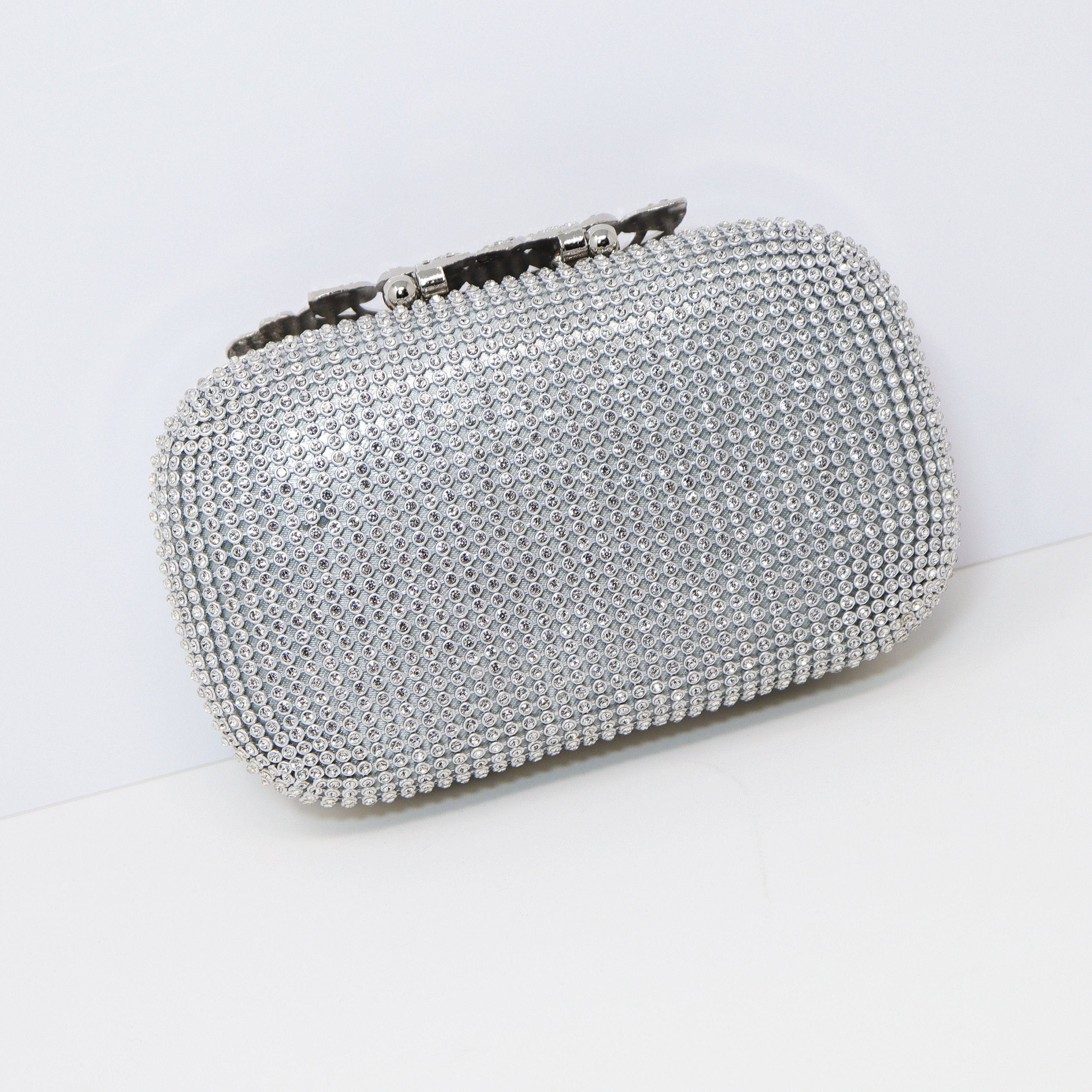 Elegant Silver & Gold Crystal Wedding Clutch - Luxury Statement Evening Bag for Bride, Bridal Party & Formal Events | White Crossbody Purse for Weddings, Prom & Special Occasions