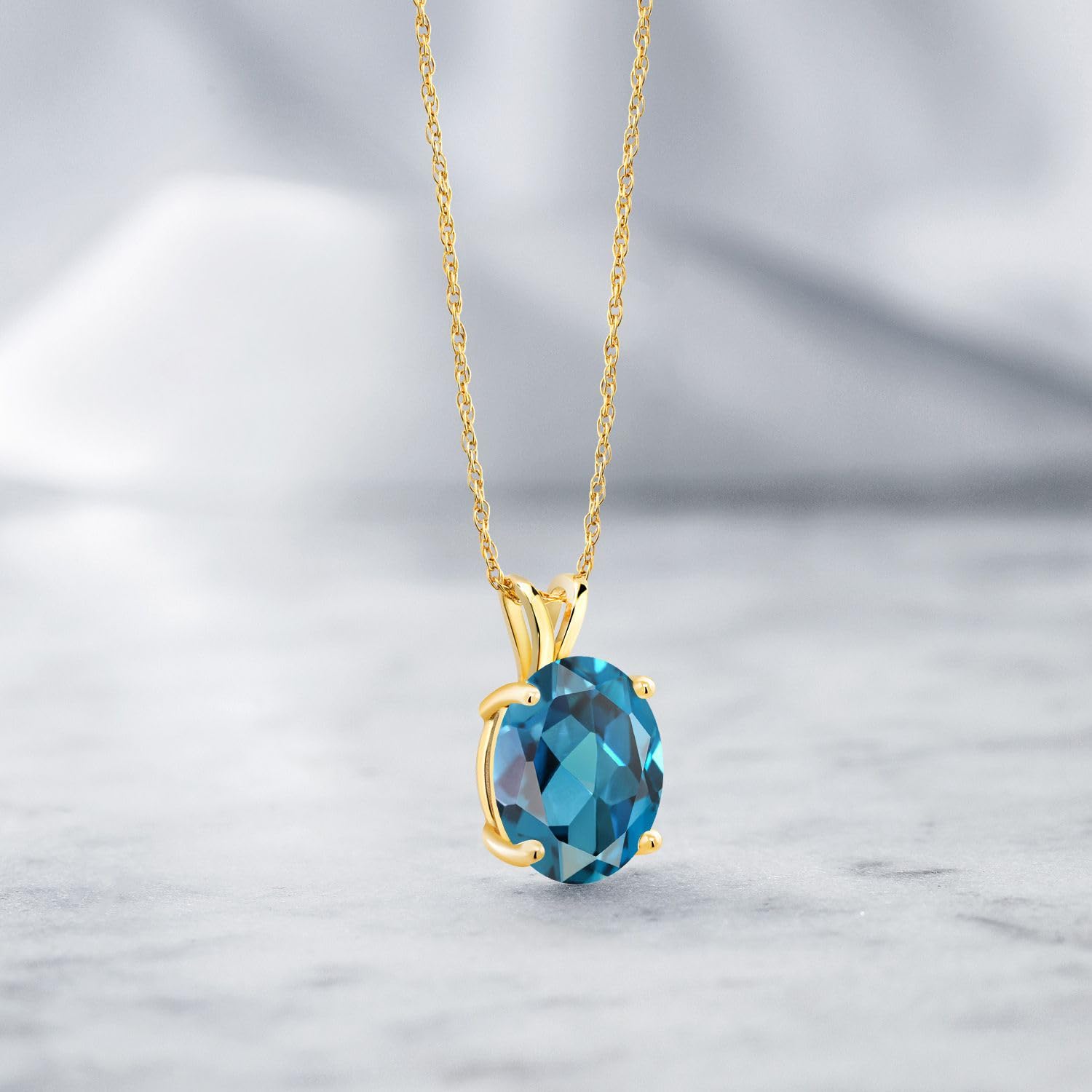 14K Yellow Gold Oval Birthstone Pendant Necklace for Women - 11x9mm Oval Gemstone with 18 Inch 14K Gold Chain | Personalized Jewelry Gift for Mom, Wife, Daughter | Perfect for Birthdays, Anniversaries & Special Occasions