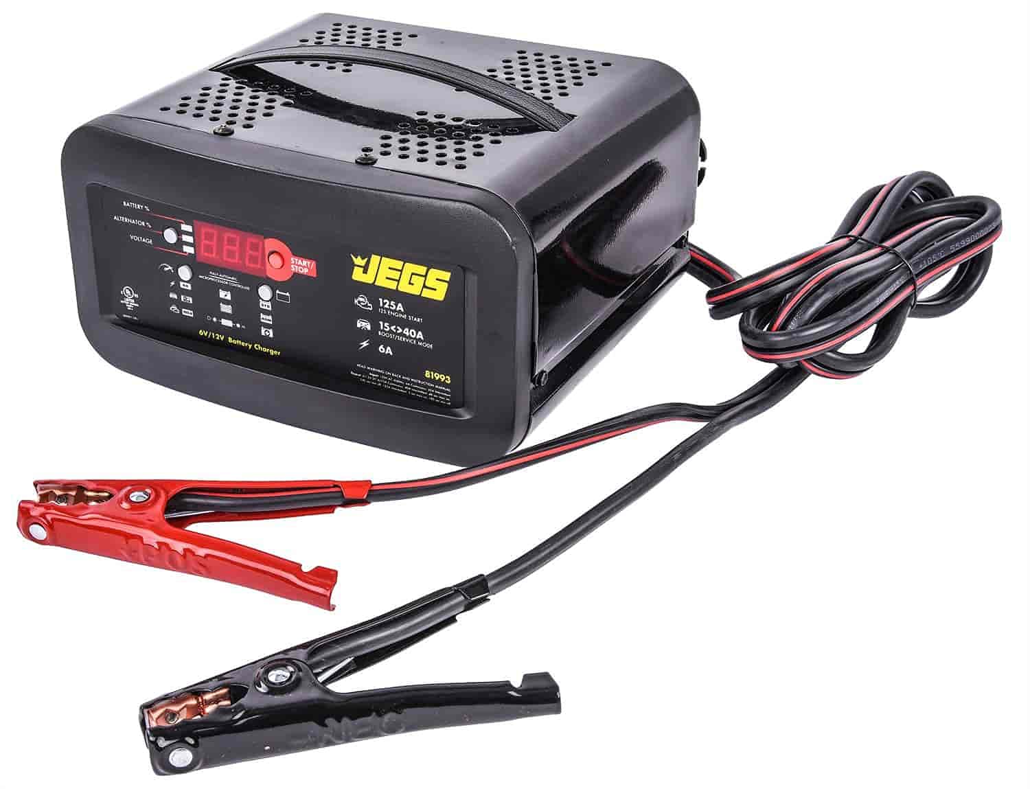 JEGS 81993 Heavy Duty Battery Charger for Standard, AGM, Gel & Deep Cycle Batteries - Perfect for Automotive, Marine, RV and Power Equipment Maintenance