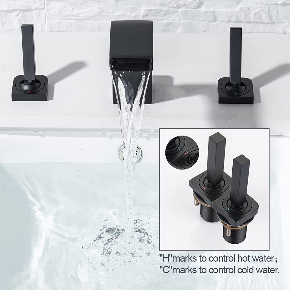 8 Inch Widespread Bathroom Faucet - Matte Black 3 Hole High Arc Basin Mixer Tap with 2 Handles for Bathroom Vanity Sink (Perfect for Modern Home Decor & Spa-Style Bathroom Renovations)