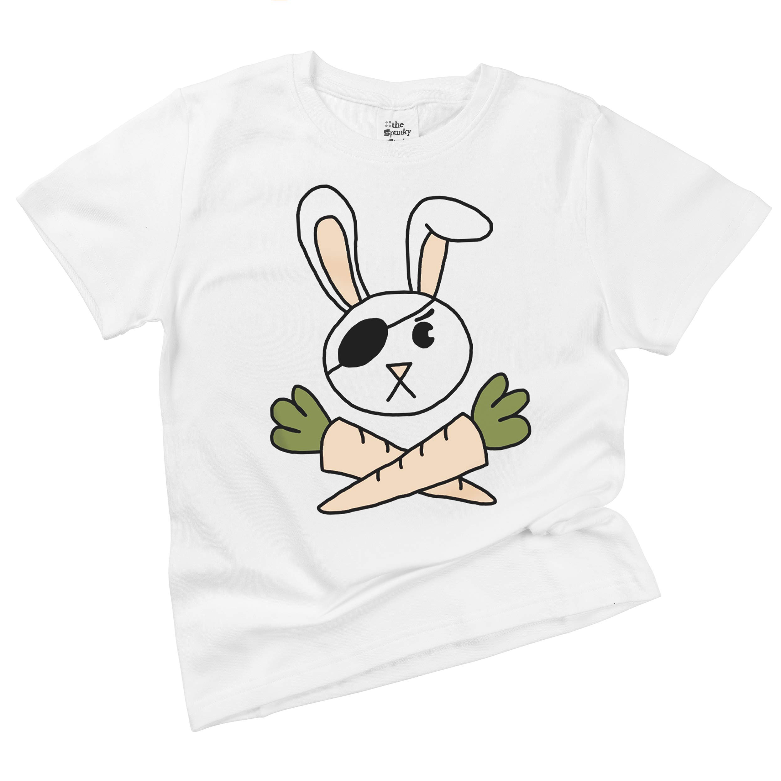 Spunky Stork Boys Bunny Pirate Jolly Roger Carrot Easter Toddler Kids T-Shirt - Cute Easter Outfit for Boys, Pirate Theme Birthday Party, Spring Photoshoot