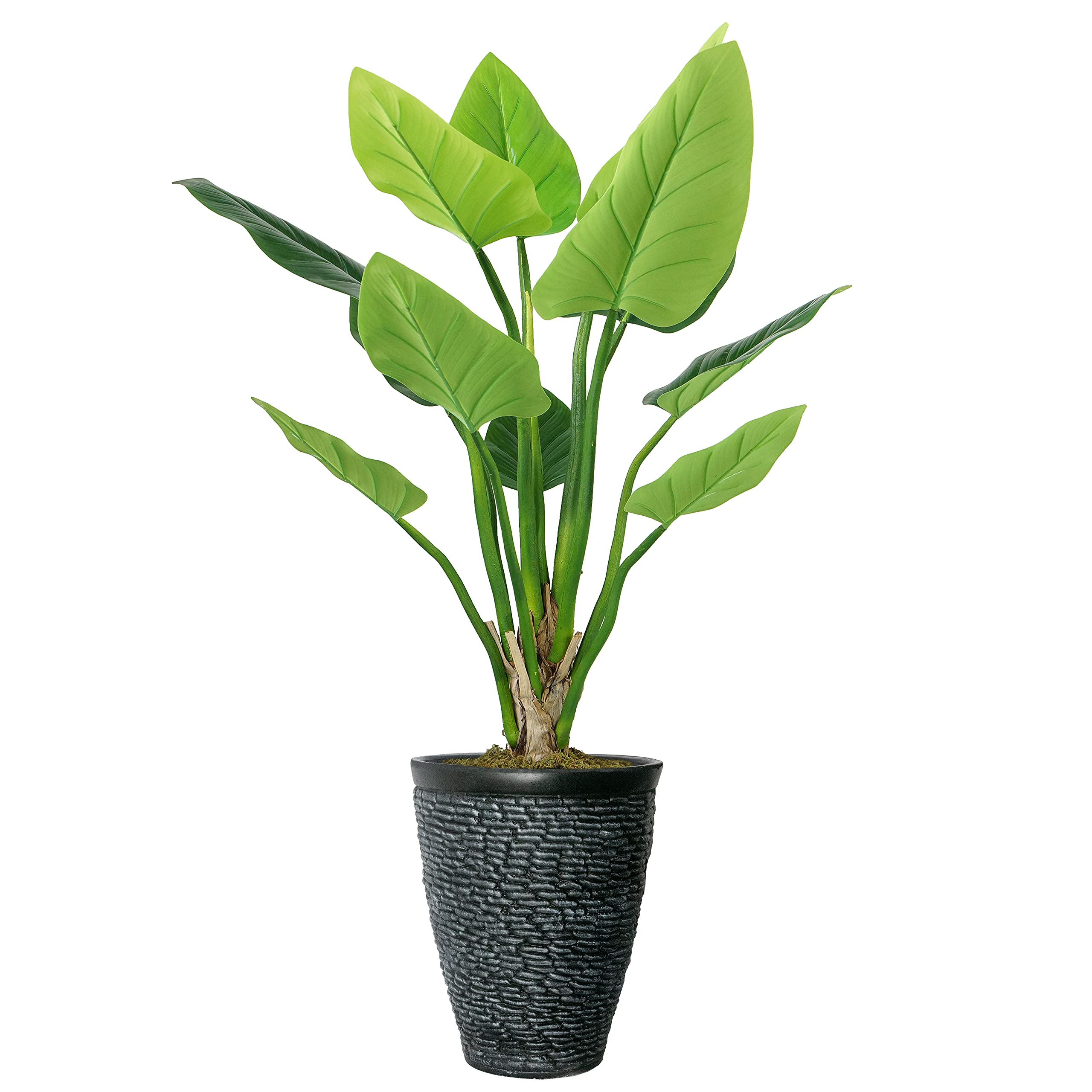 Vintage Artificial Faux Philodendron Erubescens Plant - 6.17 Feet Tall Real Touch Houseplant with Fiberstone Planter for Home & Office Decor - Perfect for Living Room, Bedroom, or Office Space Decoration