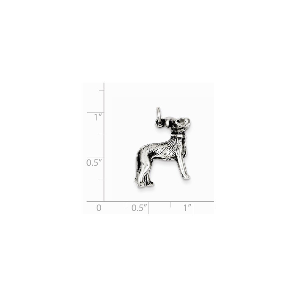 Jewels By Lux Sterling Silver Antiqued Dog Charm Pendant - Vintage Inspired Pet Lover Jewelry for Necklaces & Bracelets - Perfect Gift for Dog Owners & Animal Lovers