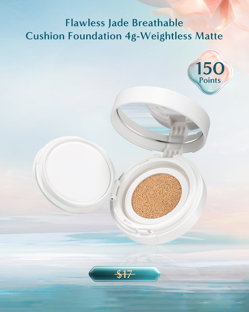 Flawless Jade Breathable Cushion Foundation 4g - Weightless Matte Finish, Oil Control & Long Lasting - Perfect for Daily Makeup & Special Occasions