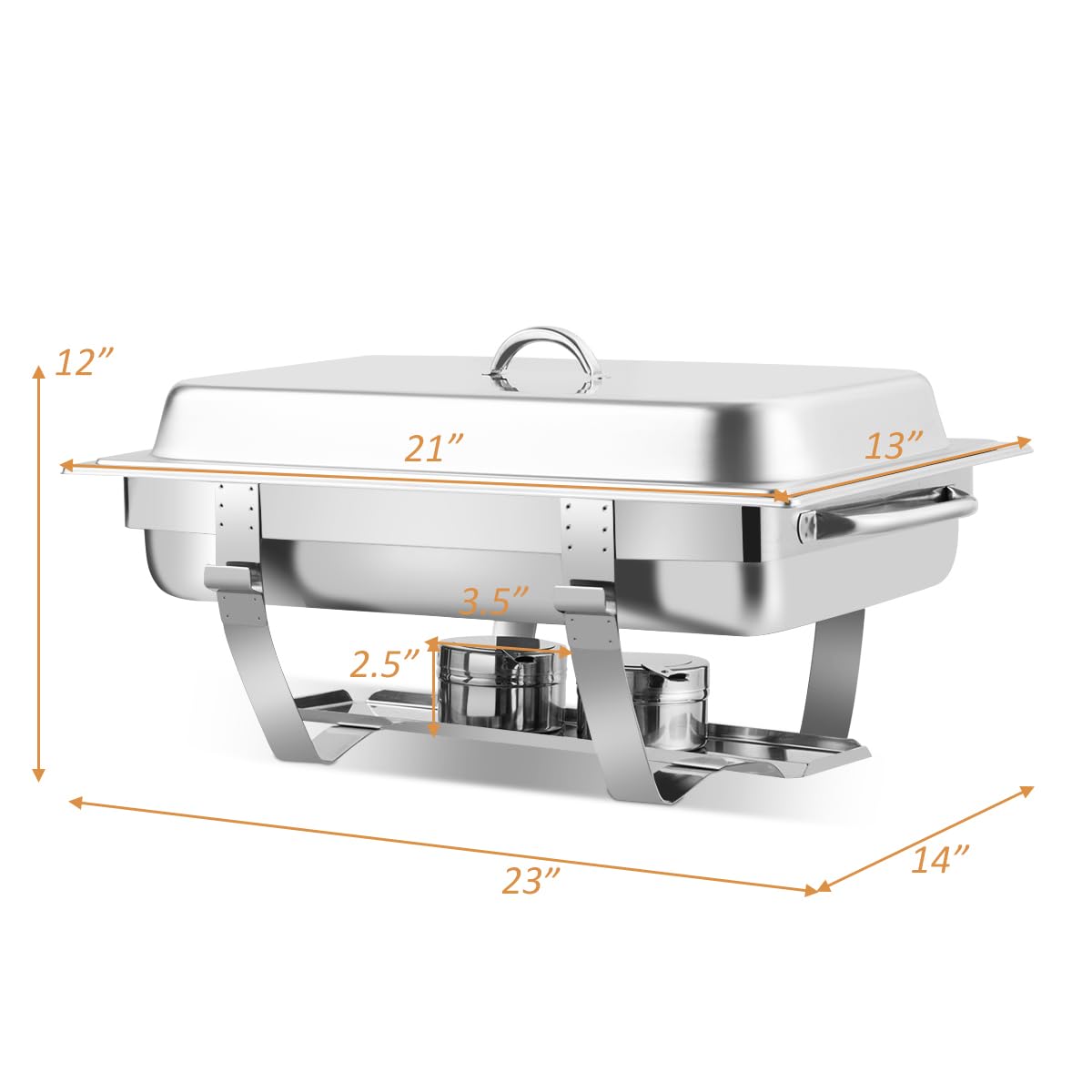 Giantex 2-Pack 9 Qt Stainless Steel Chafing Dishes with Removable Lids & Frame Stand - Buffet Serving Pans with Water Pan & Fuel Holders for Catering, Parties, Weddings & Events - Perfect for Keeping Food Warm at Buffets, Banquets & Outdoor Gatherings