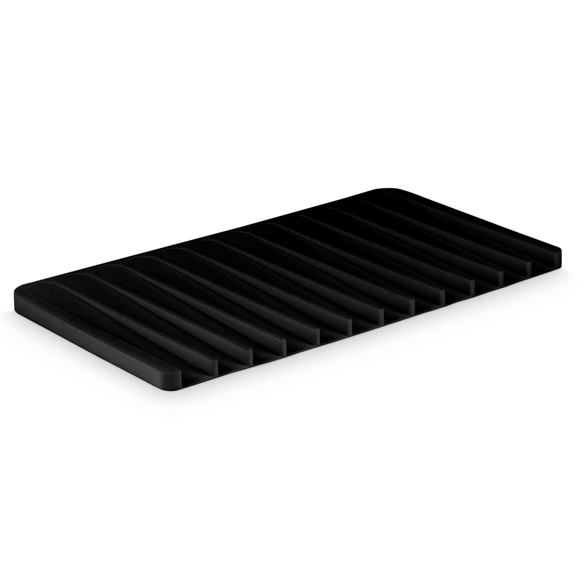 Premium Silicone Drying Mat for Dishes - Non-Slip, Heat Resistant Kitchen Counter Protector - Perfect for Drying Glassware, Utensils & Cookware - Black (12x16 inches)