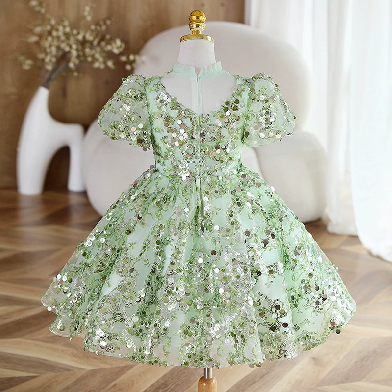 Sparkly Baby Girl Christmas Dress with Sequins - Toddler Pageant Gown, First Communion & Princess Party Dress for Holiday Photos & Special Occasions