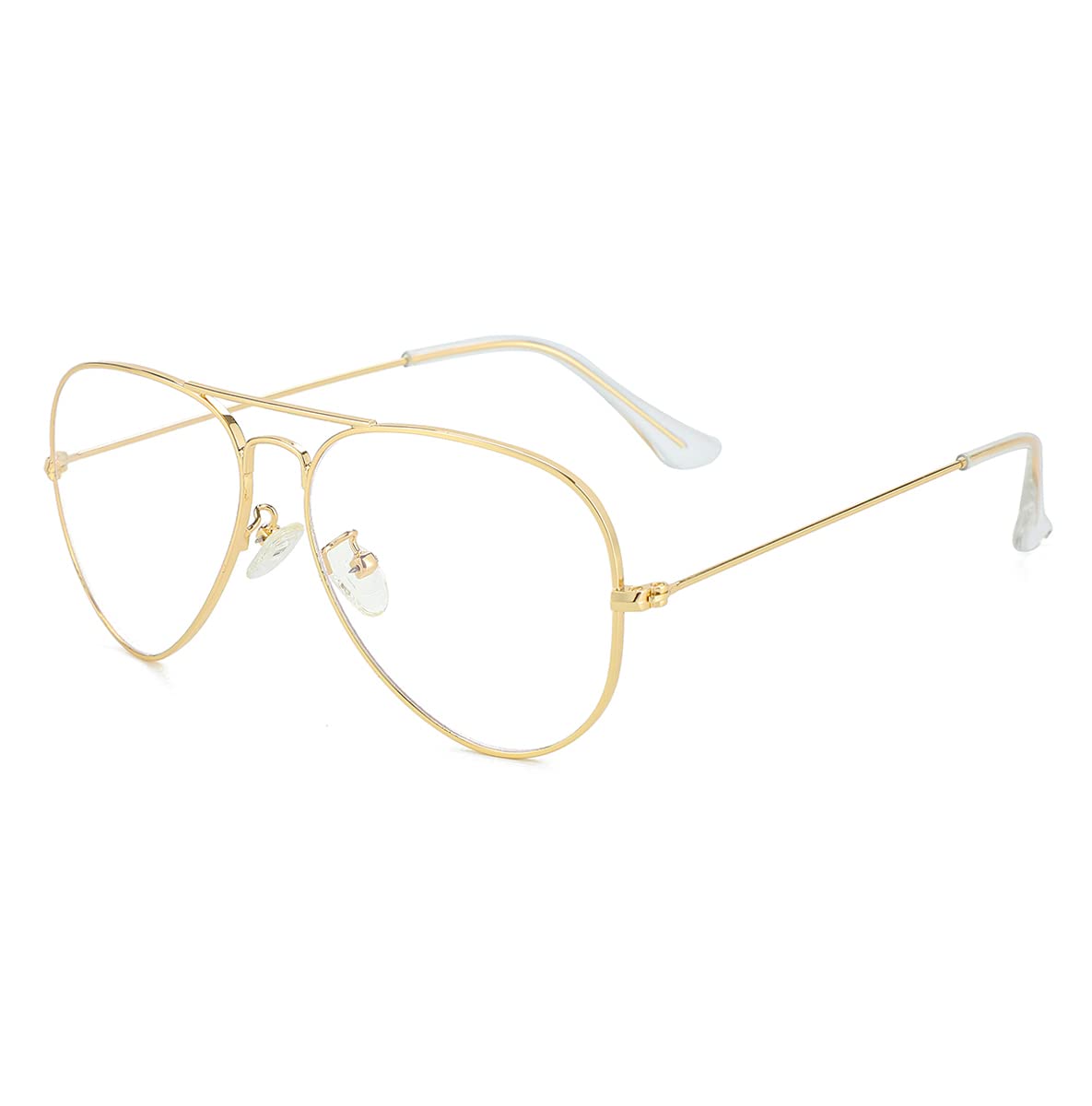 GLEYEMOR Blue Light Blocking Aviator Glasses for Women & Men - Metal Frame Anti Eye Strain Computer Glasses with UV Protection - Perfect for Gaming, Office Work & Screen Time