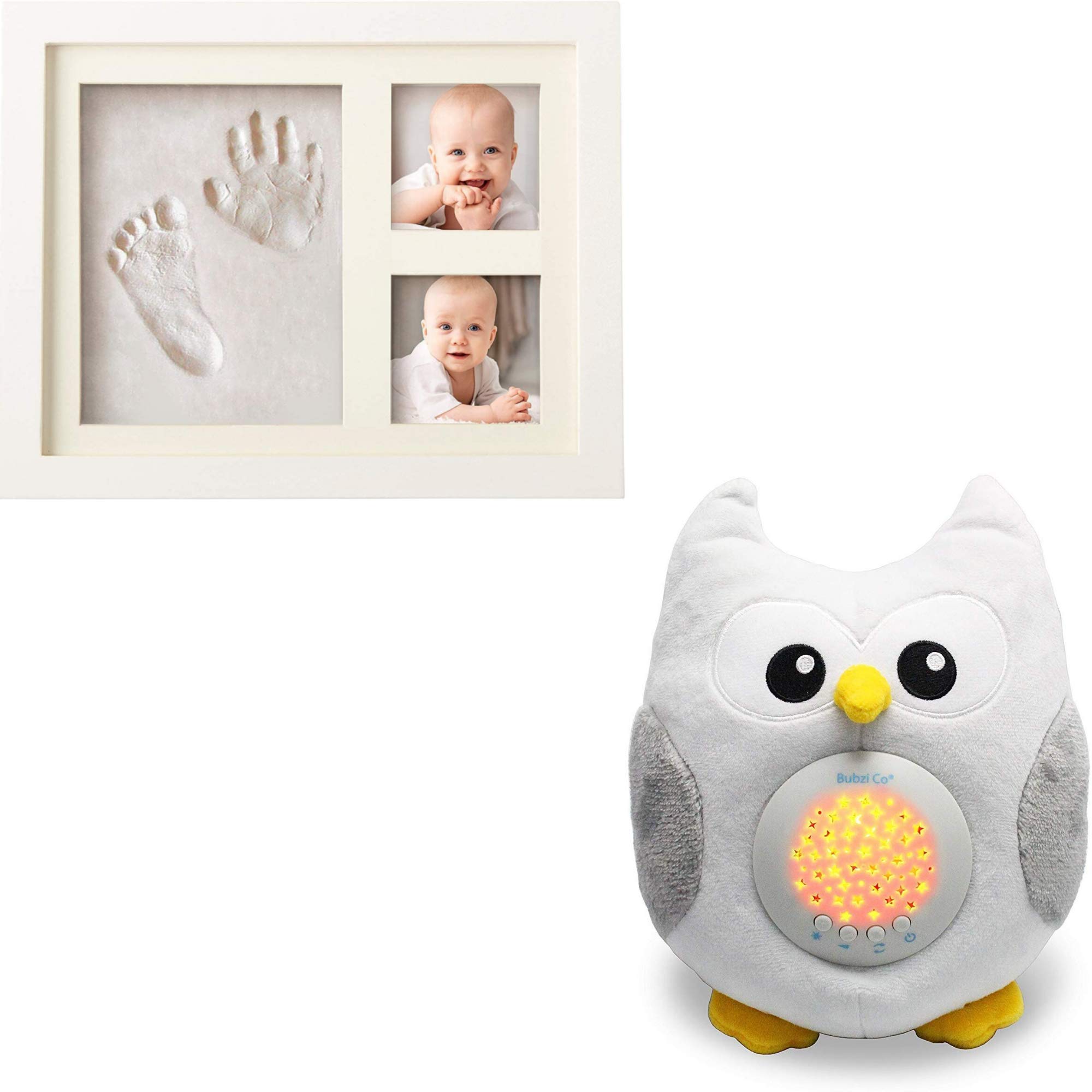 Bubzi Co Baby Handprint and Footprint Kit with White Noise Owl Soother - Unique Baby Shower Gift for Boys & Girls, Personalized Keepsake for Nursery Decor | Perfect for Newborn Memory Preservation and Nursery Room Soothing
