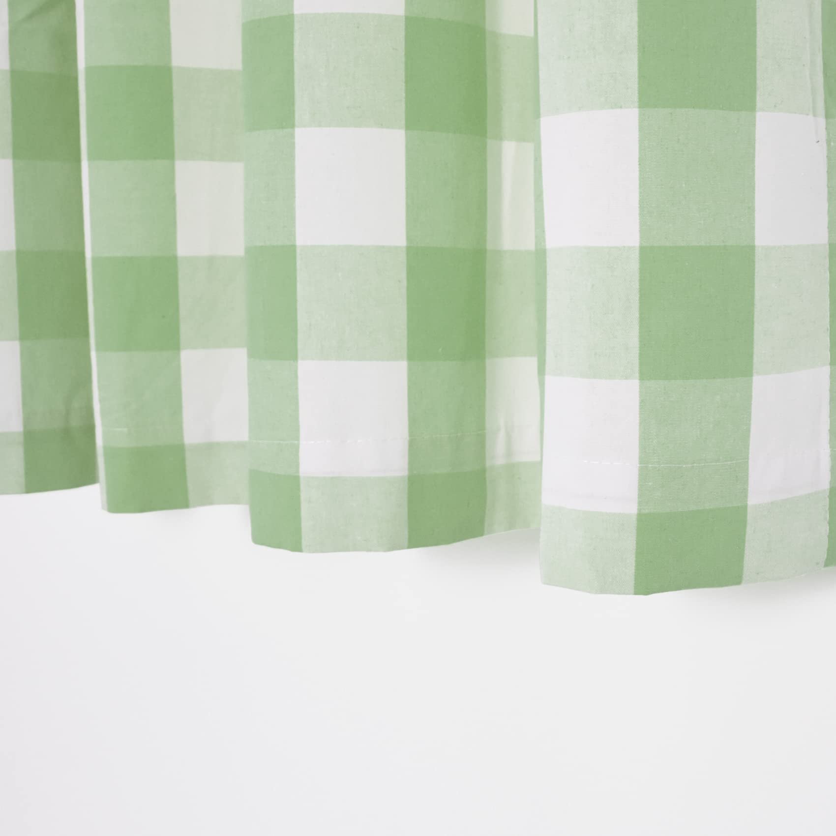 16 Inch Window Valances - 2 Panels Buffalo Plaid Gingham Curtains with Rod Pocket for Small Windows | Perfect for Kitchen, Cafe & Bathroom Decor in Green & White