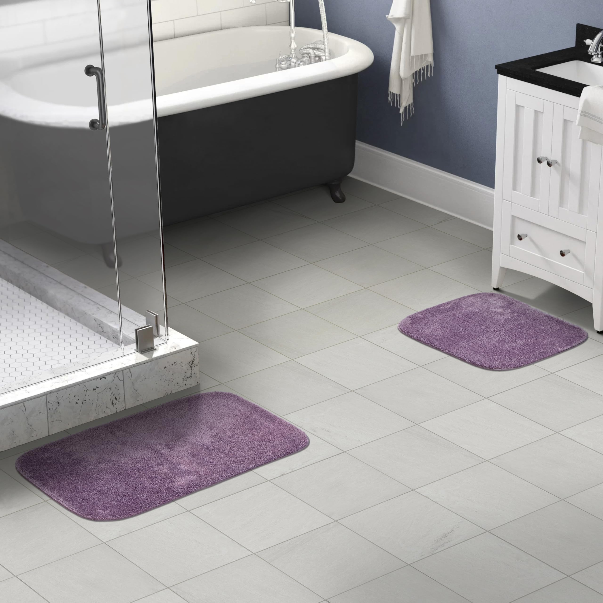 Garland Rug Traditional Nylon Washable Purple Bathroom Rugs Set (17