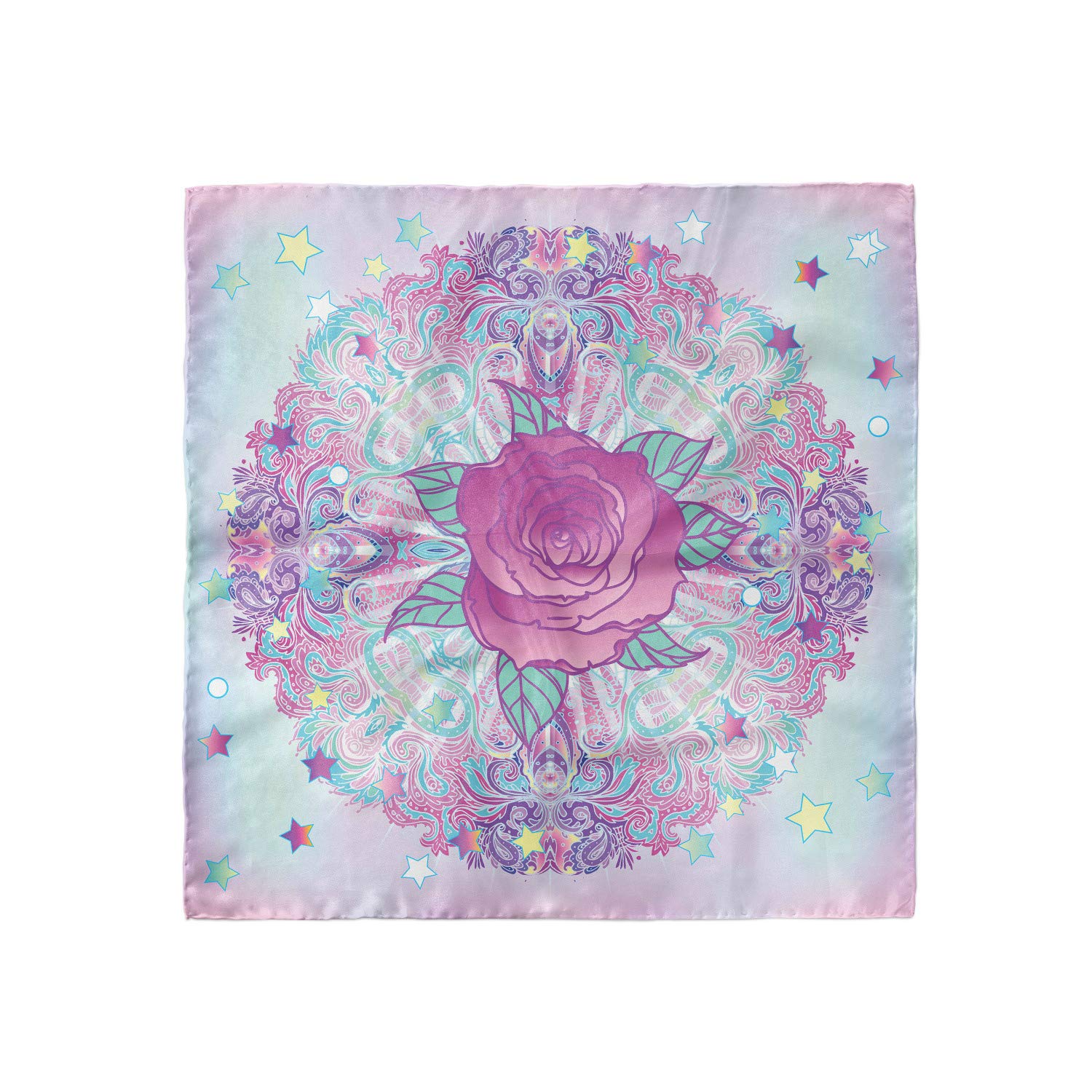 Ambesonne Bohemian Head Scarf - Psychedelic Rose Mandala Print Hair Wrap for Women | Yoga, Beach, Festival & Everyday Fashion Accessory