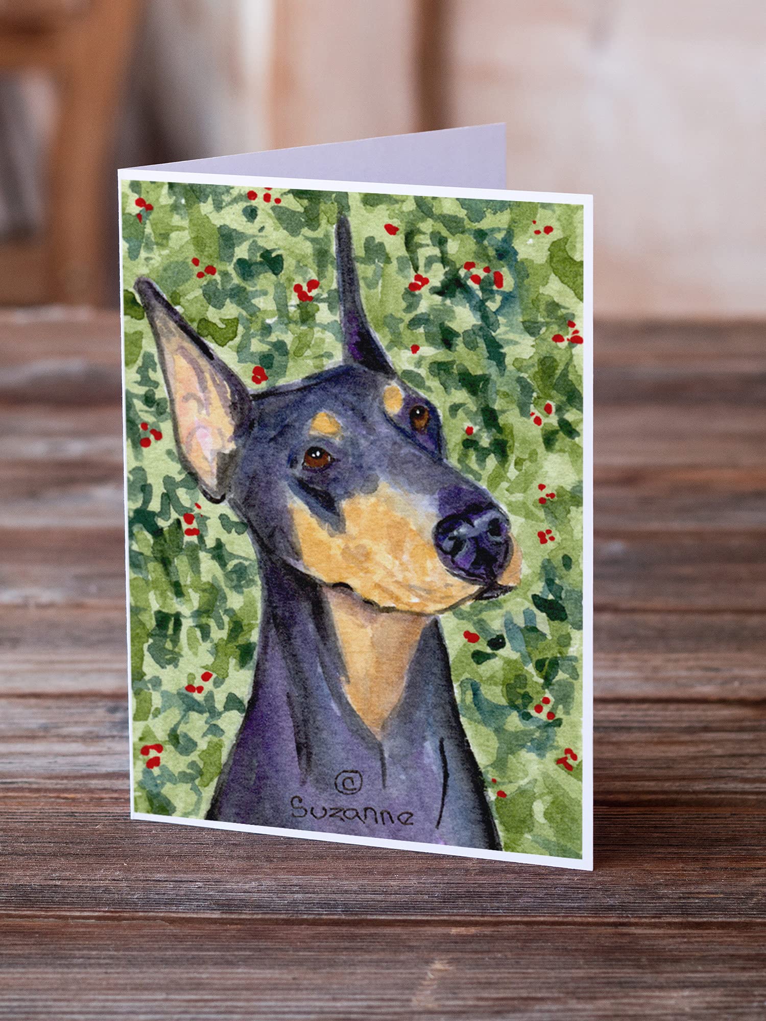 Doberman Greeting Cards & Envelopes - Pack of 8 Blank A7 Note Cards (5x7 Inches) | Whimsical Dog Lover Stationery for Birthdays, Thank You Notes & Special Occasions