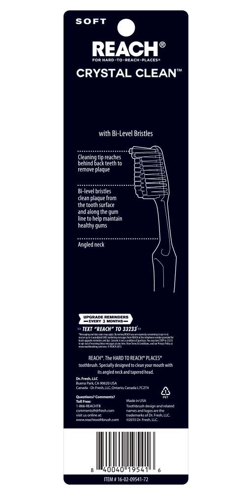 Reach Crystal Clean Soft Bristle Toothbrushes for Adults - 2 Pack | Gentle Dental Care for Sensitive Teeth & Gums | Perfect for Travel, Office & Home Use