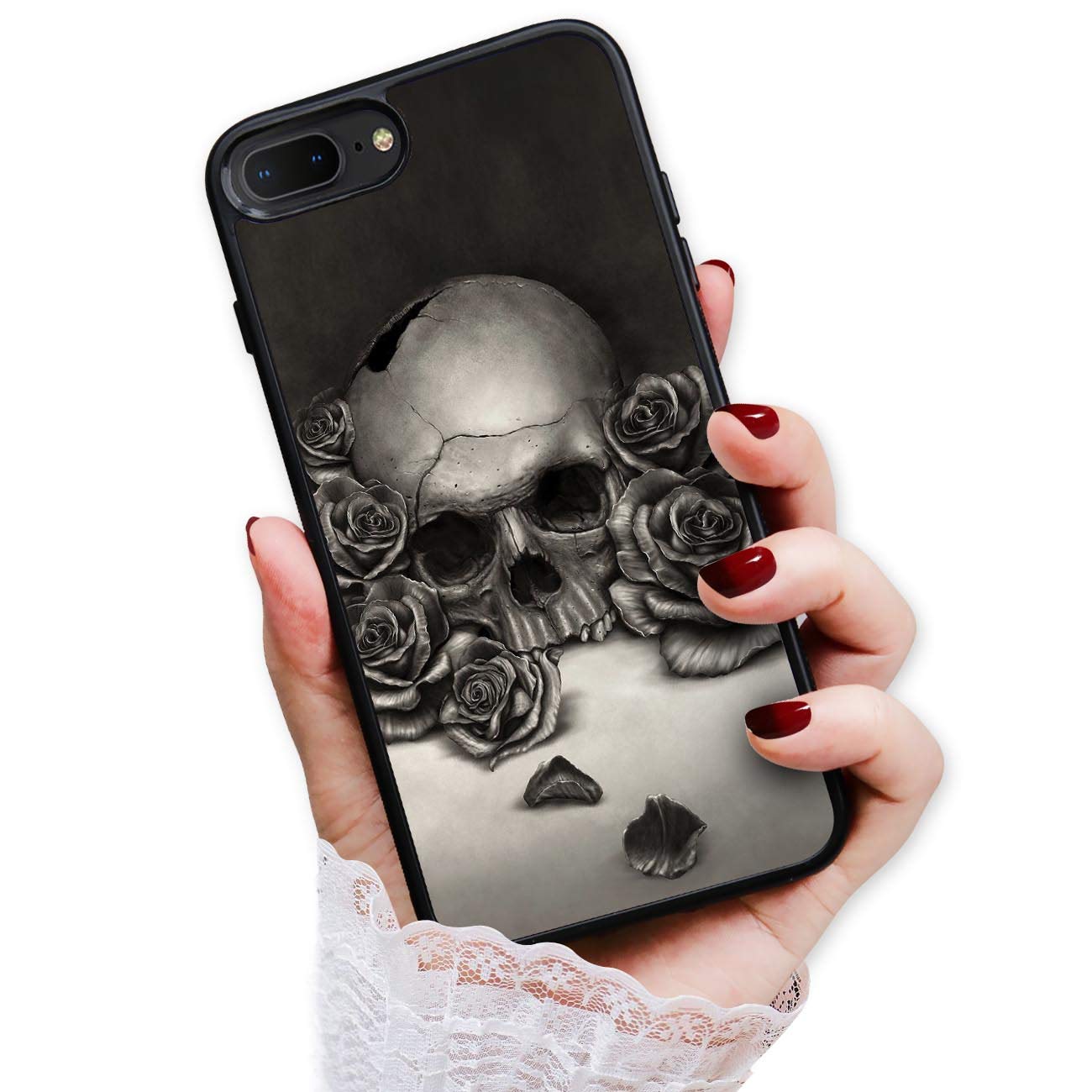 Artistic Rose Skull Soft Back Case for iPhone 5/5S/SE (2016) - Durable Protective Phone Cover - Perfect for Everyday Use, Travel & Gift Giving
