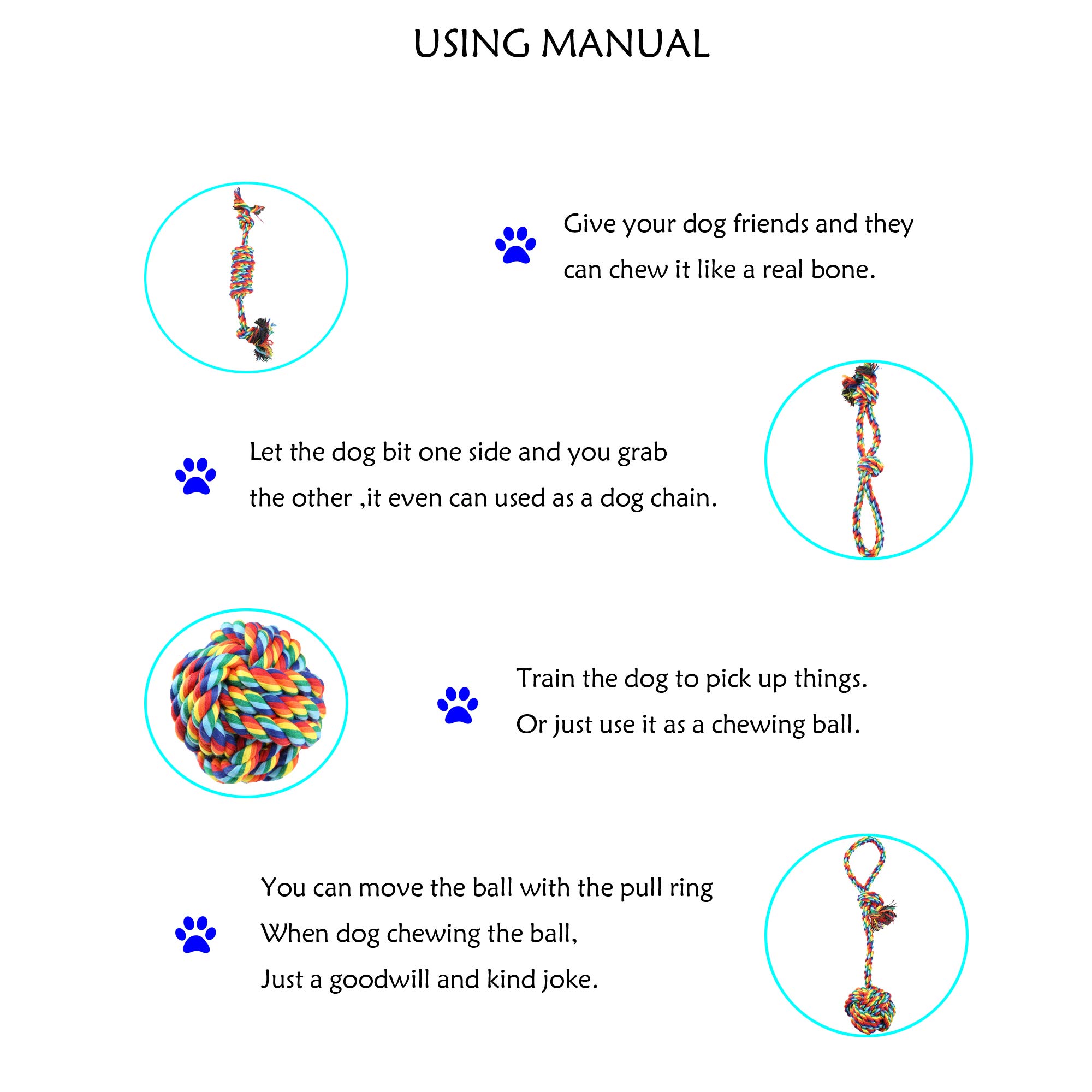 Durable Dog Chew Toys Rope - 4 Pack Washable Cotton Rope Chew Toys for Small Dogs & Puppies | Interactive Pet Toy for Teething, Training & Playtime