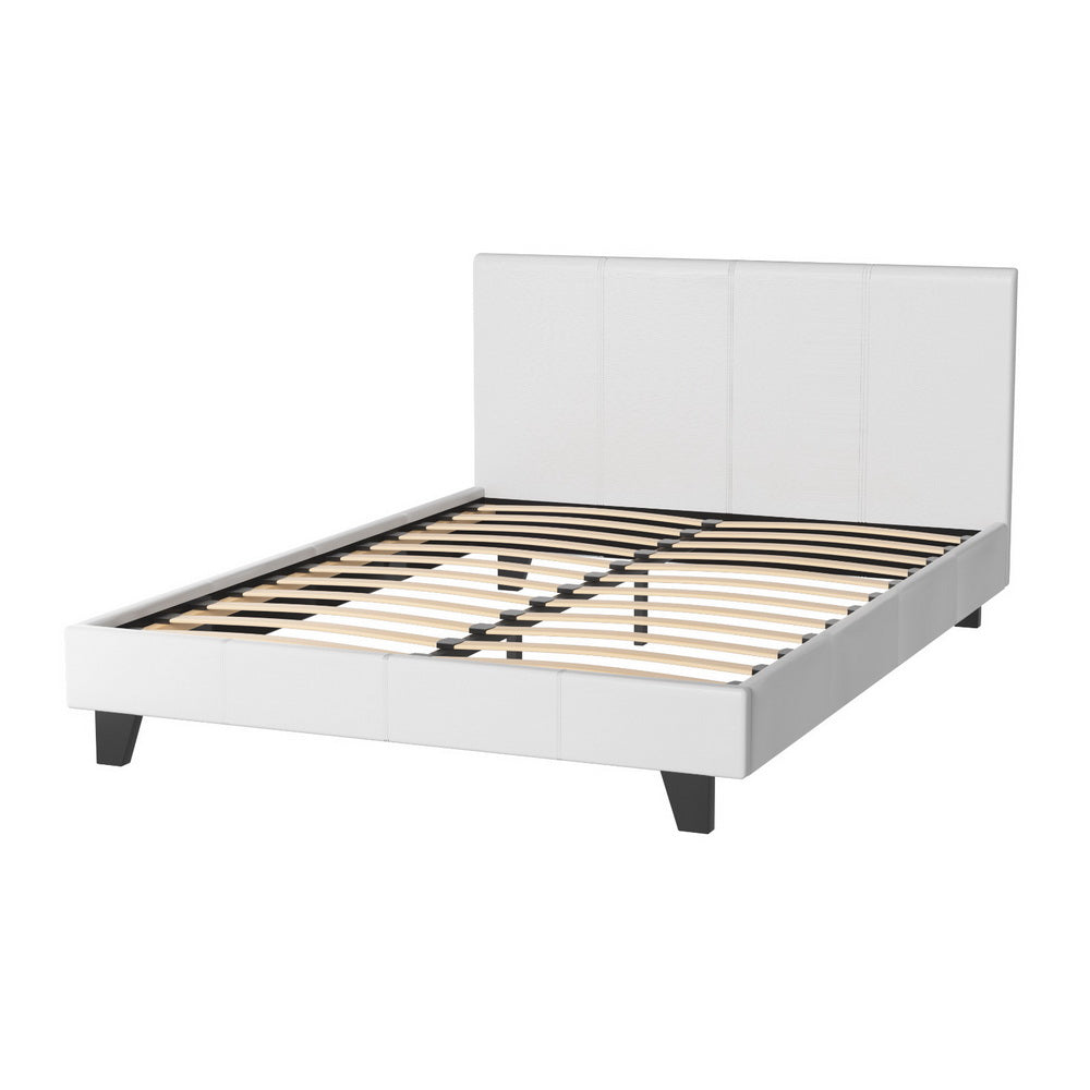 Coogee White Double Bed Frame - Sturdy & Modern Design for Bedroom, Guest Room, or Dorm