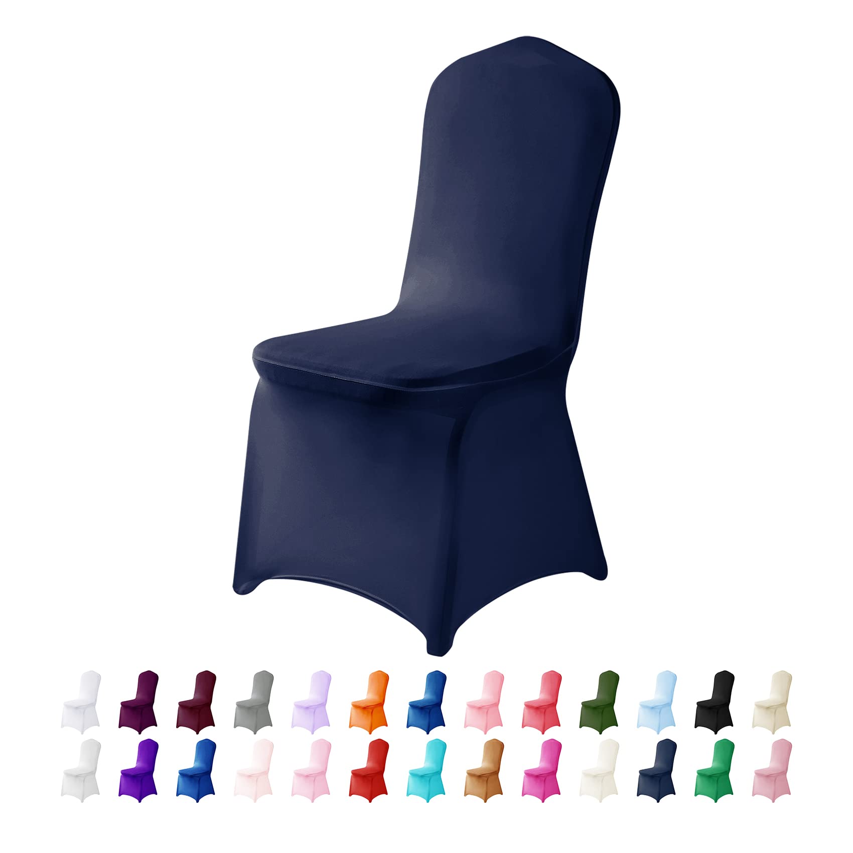 12PCS Spandex Stretch Chair Covers - Washable Removable Elastic Dining Chair Slipcovers for Living Room, Party, Wedding, Banquet & Hotel Events (Navy Blue) - Perfect for Home Decor & Event Seating Protection