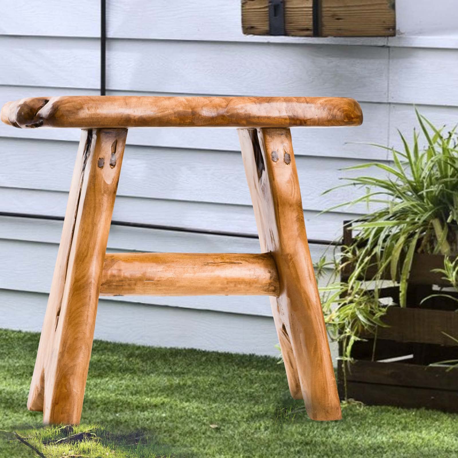 Handmade Live Edge Wood Step Stool - Unique Freeform Design for Home & Garden - Natural Plant Stand, Side Table for Living Room, Bedroom, Yard & Outdoor Decor