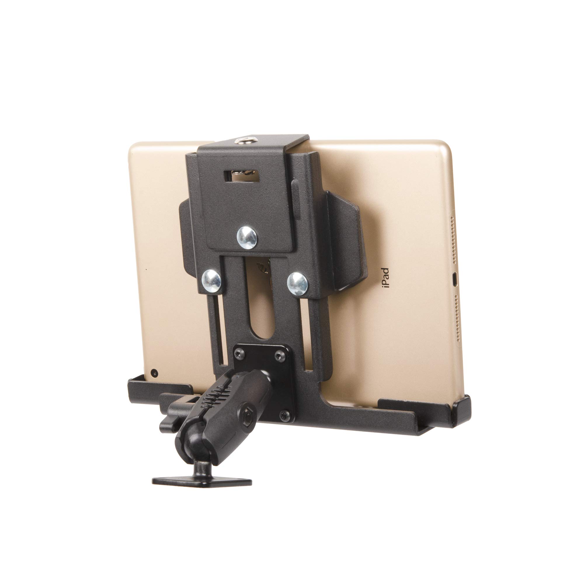 Tackform Heavy Duty Metal Locking Tablet Mount for Car, Truck & Semi - ELD Ready Drill Base Compatible with iPad, Samsung Galaxy & 7-10