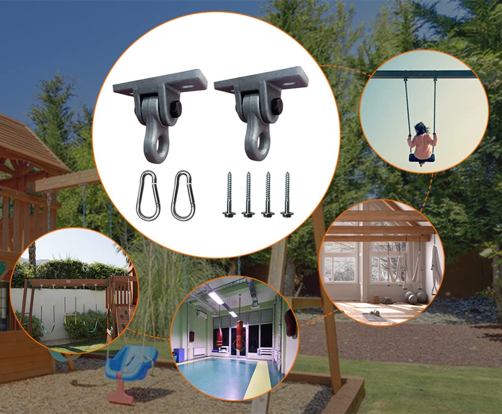 Heavy Duty Metal Swing Hangers with Screws & Bolts - 5000 lb Capacity - Indoor/Outdoor Playground, Porch, Yoga & Trapeze Sets - 2 Pack for Wooden Swing Sets - Perfect for Backyards, Parks & Fitness Areas