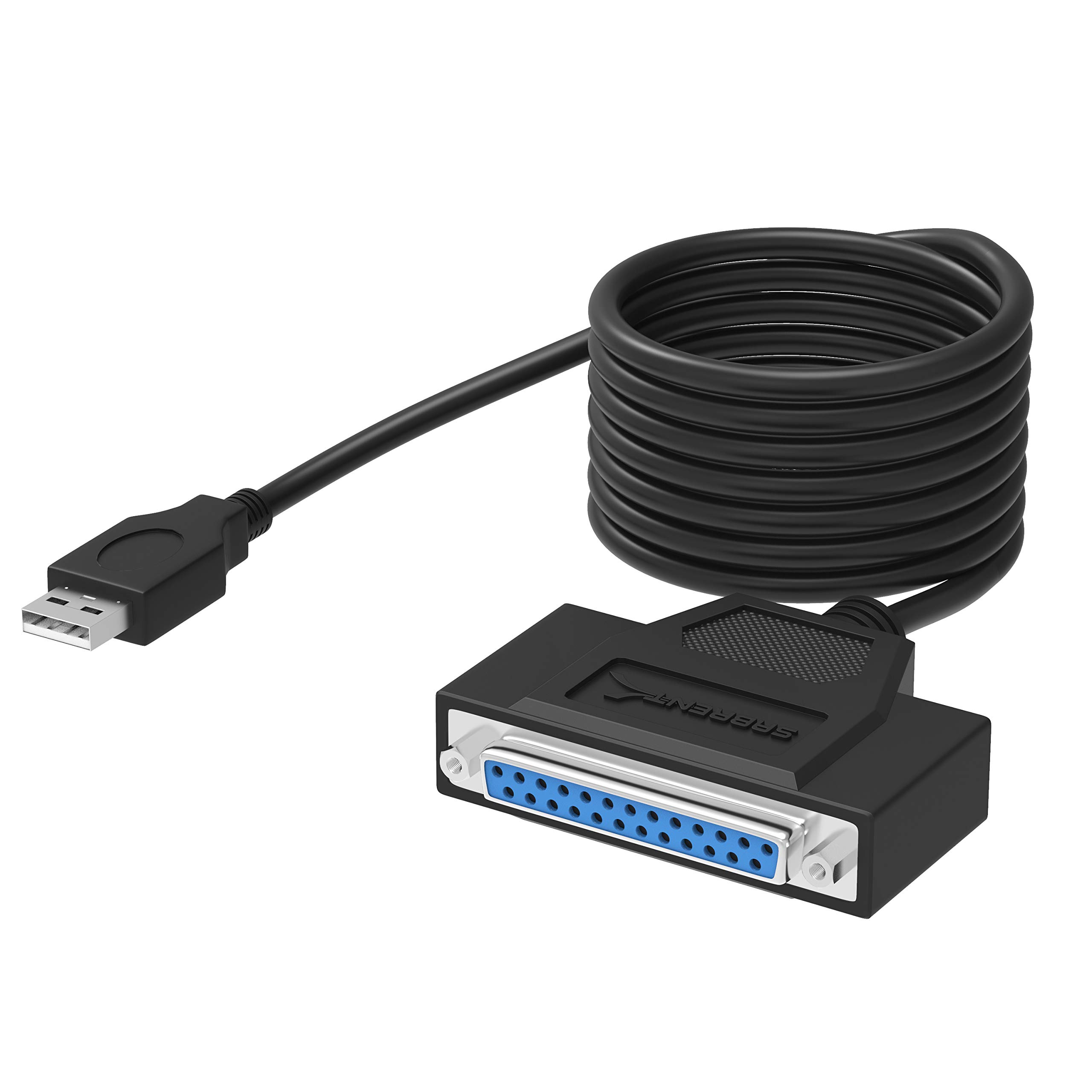SABRENT USB 2.0 to DB25 IEEE-1284 Parallel Printer Cable Adapter with HEXNUT Connectors (CB-1284) - Connect Modern Computers to Legacy Printers for Office & Industrial Use