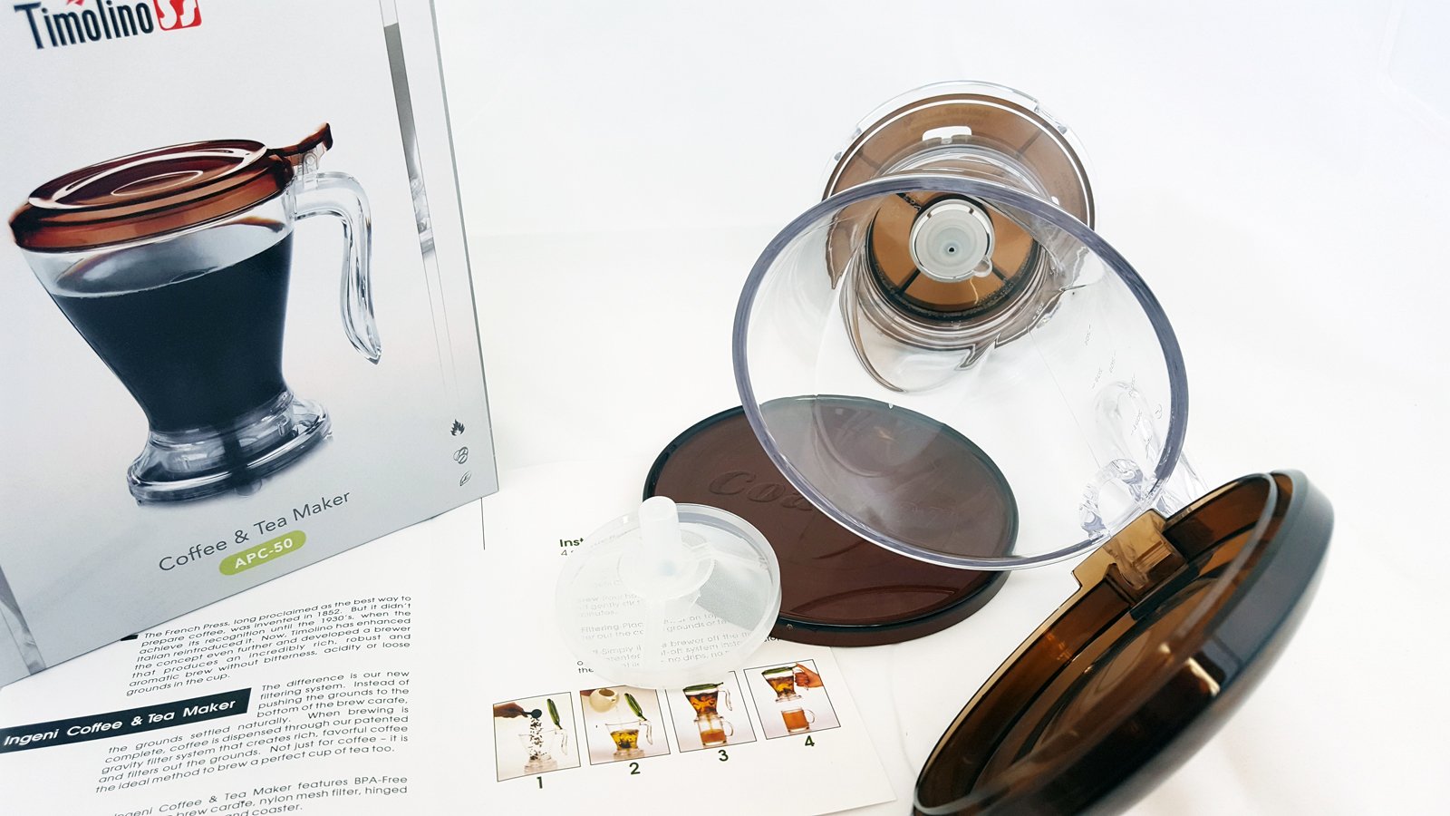 Timolino Clever Dripper with Lid - Premium Coffee & Tea Maker for Pour Over Brewing - Perfect for Home, Office & Travel Use