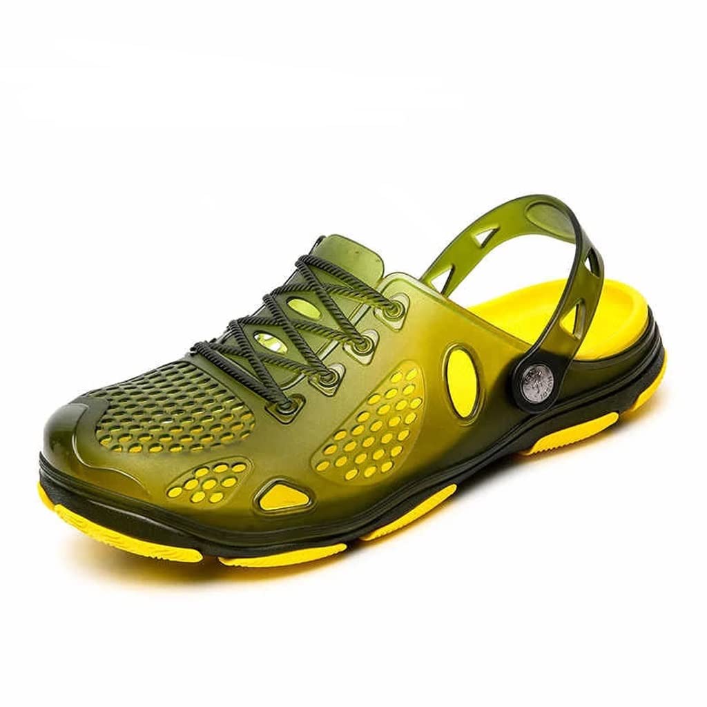 **Handmade Men's Summer Sandals - Soft Rubber Garden & Beach Water Shoes - Large Size 41cm Green Flat Sandals for Outdoor Walking, Travel & Poolside Relaxation**