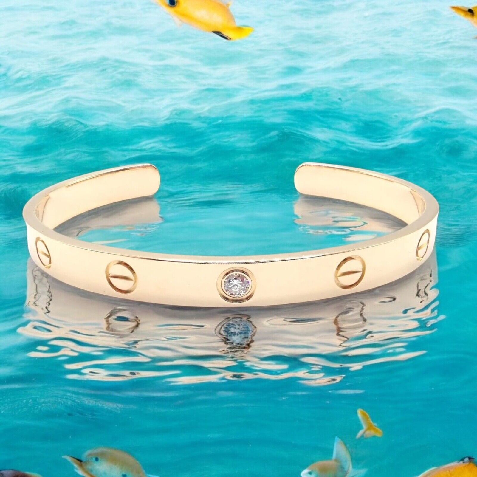 Authentic Cartier 18K Yellow Gold Diamond Love Cuff Open Bracelet - Size 17 - Luxury Jewelry for Women, Perfect for Anniversaries, Weddings & Special Occasions