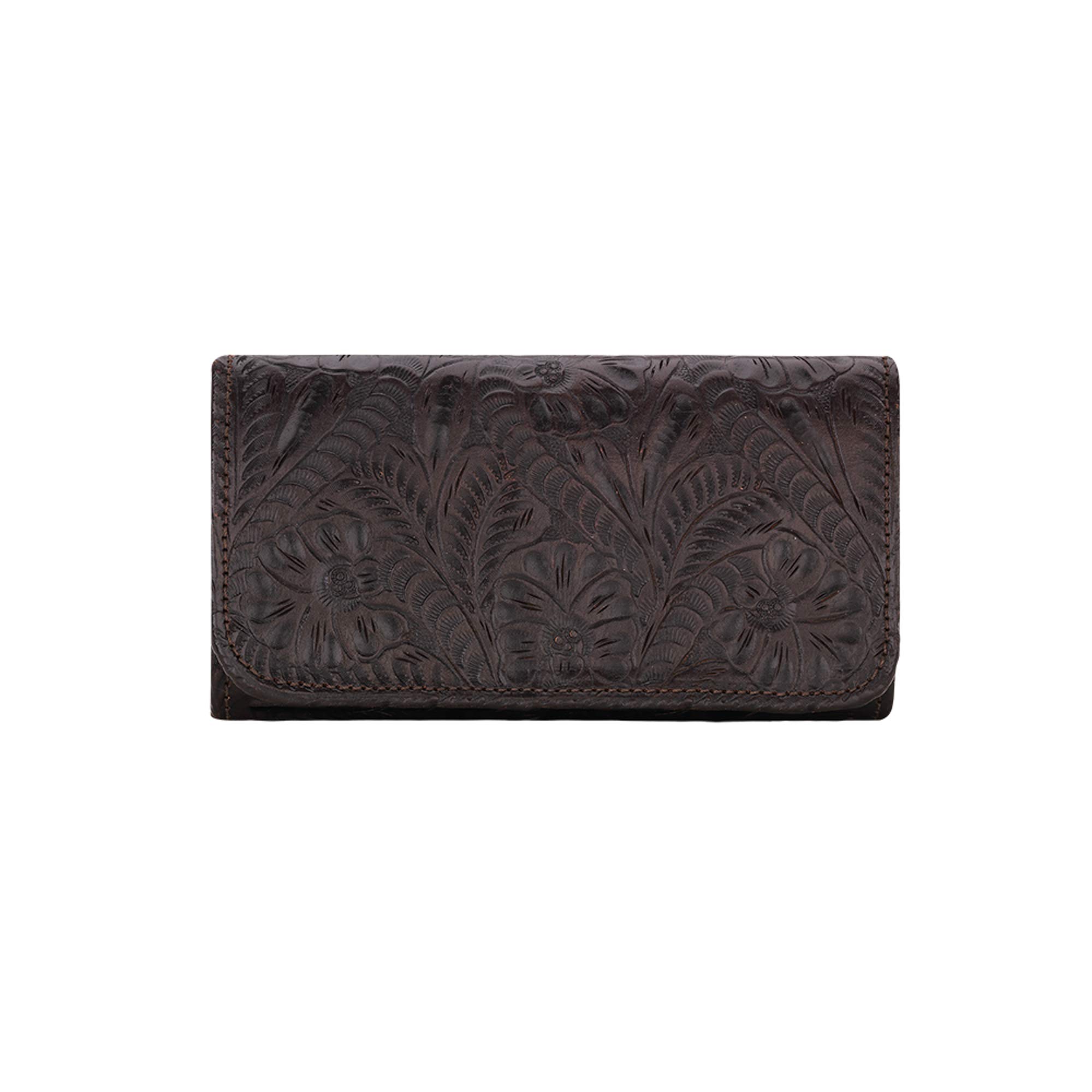 American West Women's Chocolate Annie's Secret Tri-Fold Wallet - Genuine Leather RFID Blocking Wallet for Women - Perfect for Everyday Use, Travel & Gift Giving