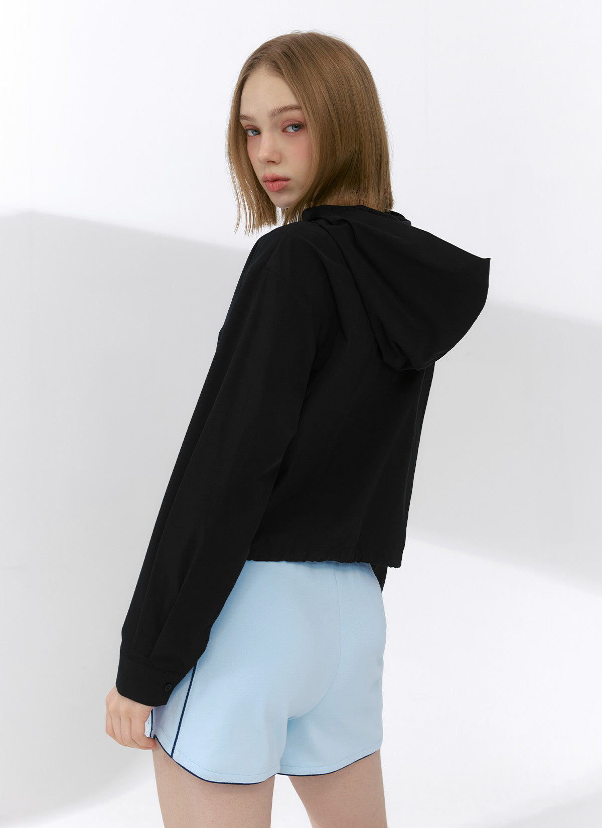 Lightweight Woven Hooded Crop Jacket for Women - Stylish Outerwear for Spring & Fall - Perfect for Casual Outings, Layering & Streetwear Fashion