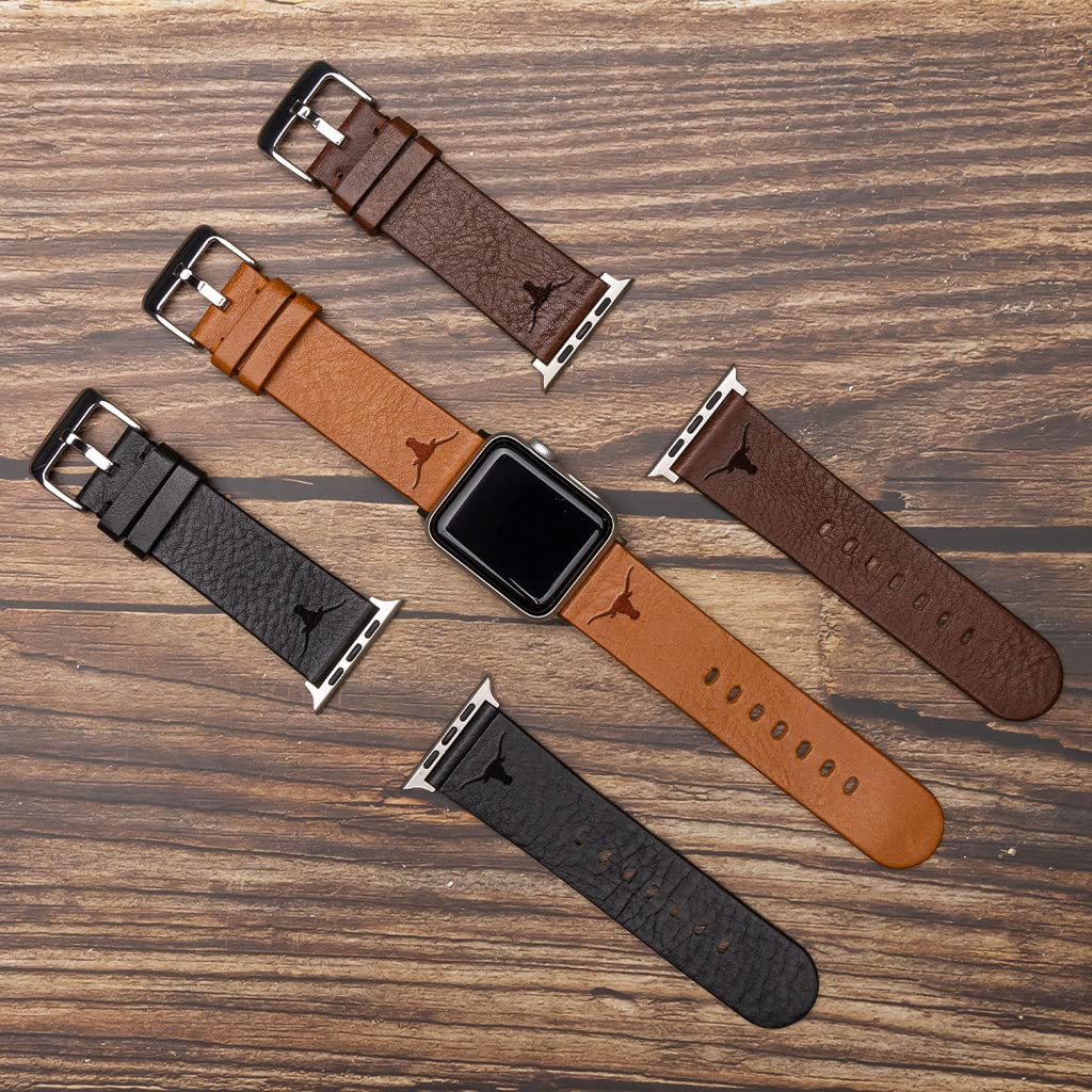 Texas Longhorns Leather Watch Band for Apple Watch - Stylish & Durable Replacement Strap - Perfect for Sports, Work & Casual Wear