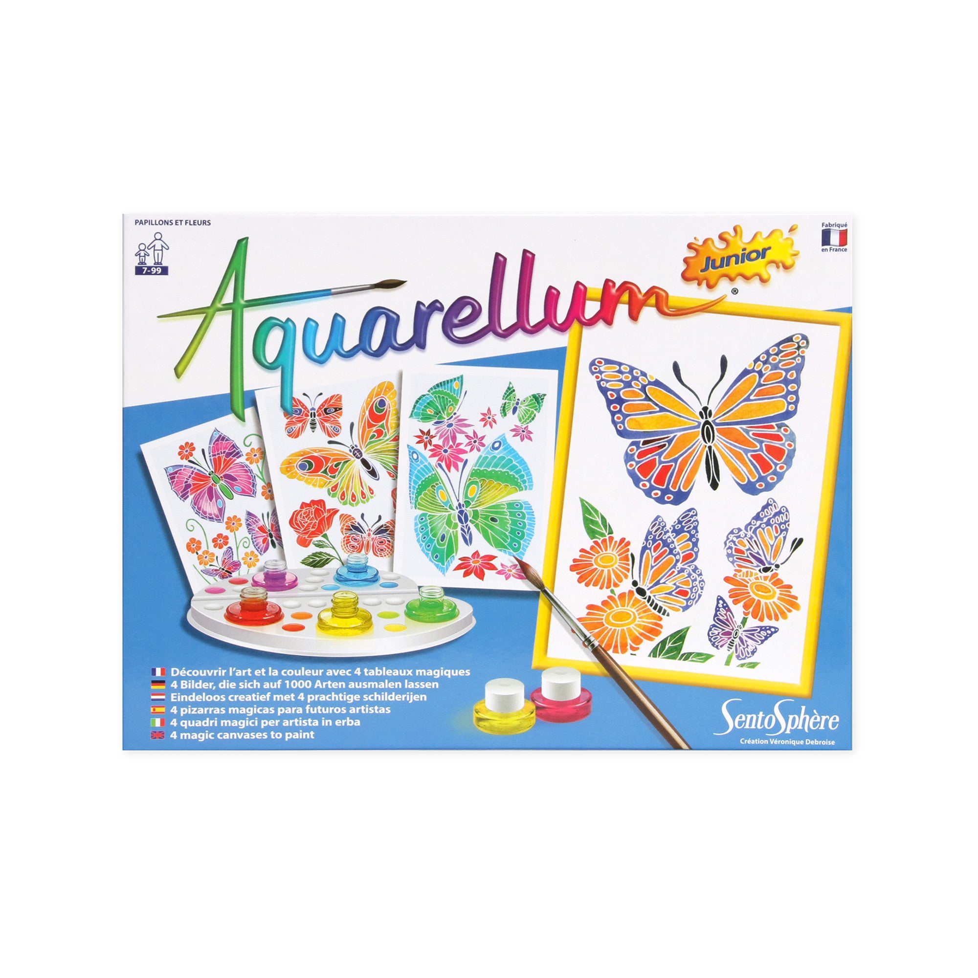 Aquarellum Junior Painting Kit for Kids - Flowers & Butterflies | Watercolor Art Set for Children | Creative DIY Gift for Birthday & Holidays | Fun Indoor Activity for Family & Classroom