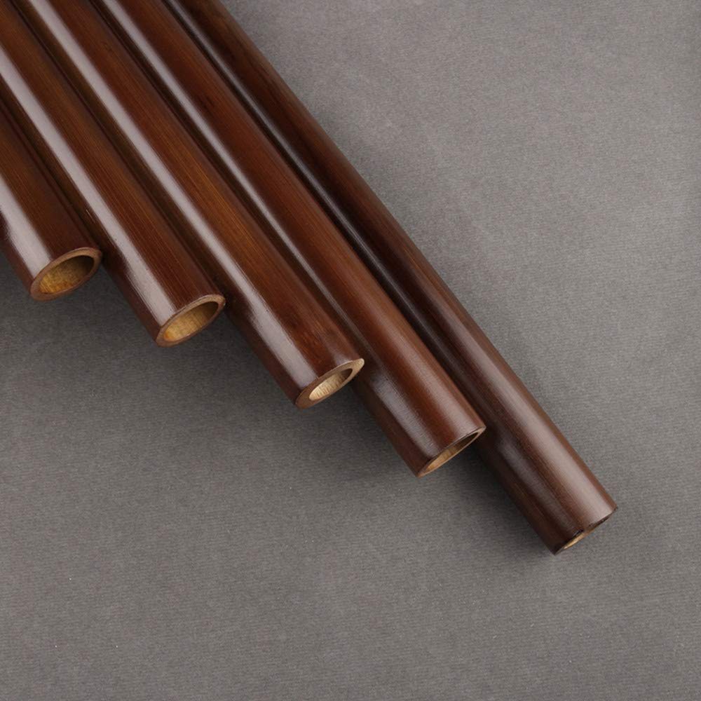 Professional 22/25 Pipes C Key Pan Flute - Traditional Chinese Musical Instrument, Easy to Learn Pan Pipes with Brown Finish & Black PU Bag (25-Left Hand) - Perfect for Beginners, Performances, and Cultural Music Enthusiasts