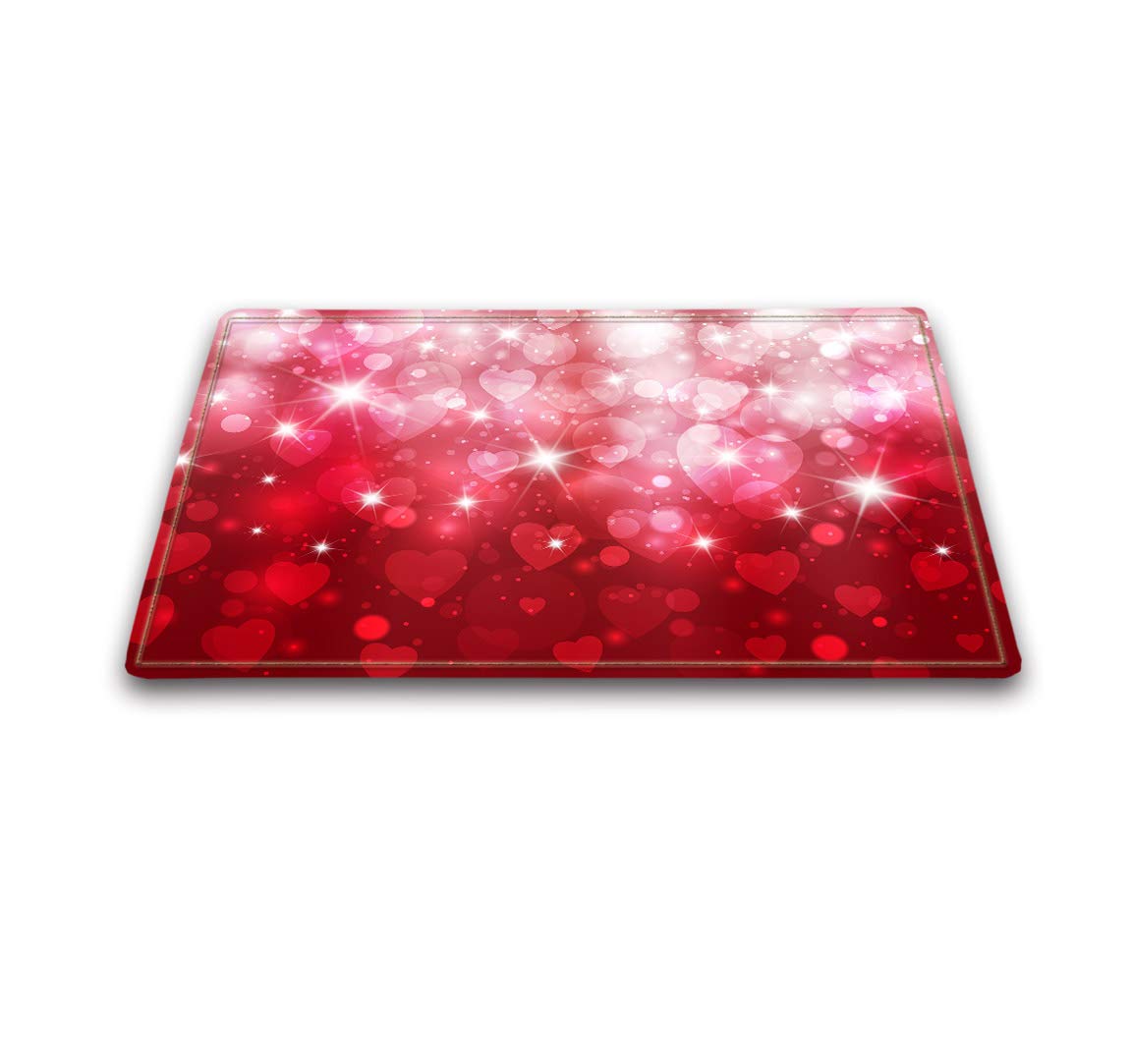 Valentine's Day Heart Shaped Bath Mat - Pink & Red Glitter Non-Slip Memory Foam Bathroom Rug (16x24 Inch) - Soft Absorbent Floor Mat for Romantic Decor, Couples Gift & Cozy Bathroom Upgrade