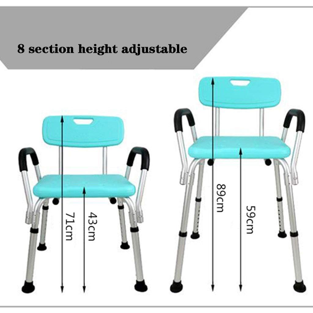Non-Slip Aluminum Alloy Shower Stool with Backrest & Armrest - Lightweight Bath Seat for Elderly, Pregnant Women & Disabled - White Shower Chair for Safe Bathing & Multi-Purpose Use in Bathroom, Spa & Healthcare Facilities