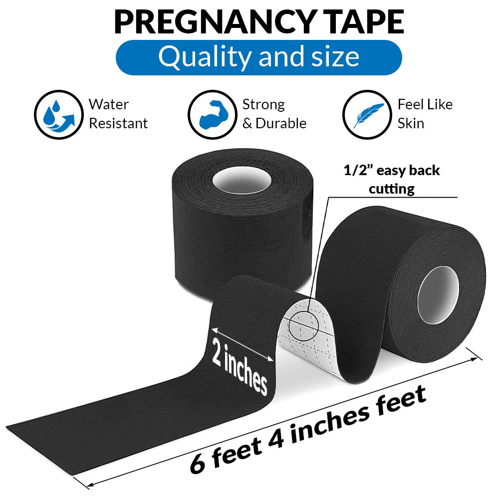 Back & Bump Comfort Pregnancy Support Tape - Maternity Belly Band for Pain Relief | Best Pregnancy Gift for Expecting Moms | Ideal for Daily Activities, Workouts & Third Trimester Support (Tan)