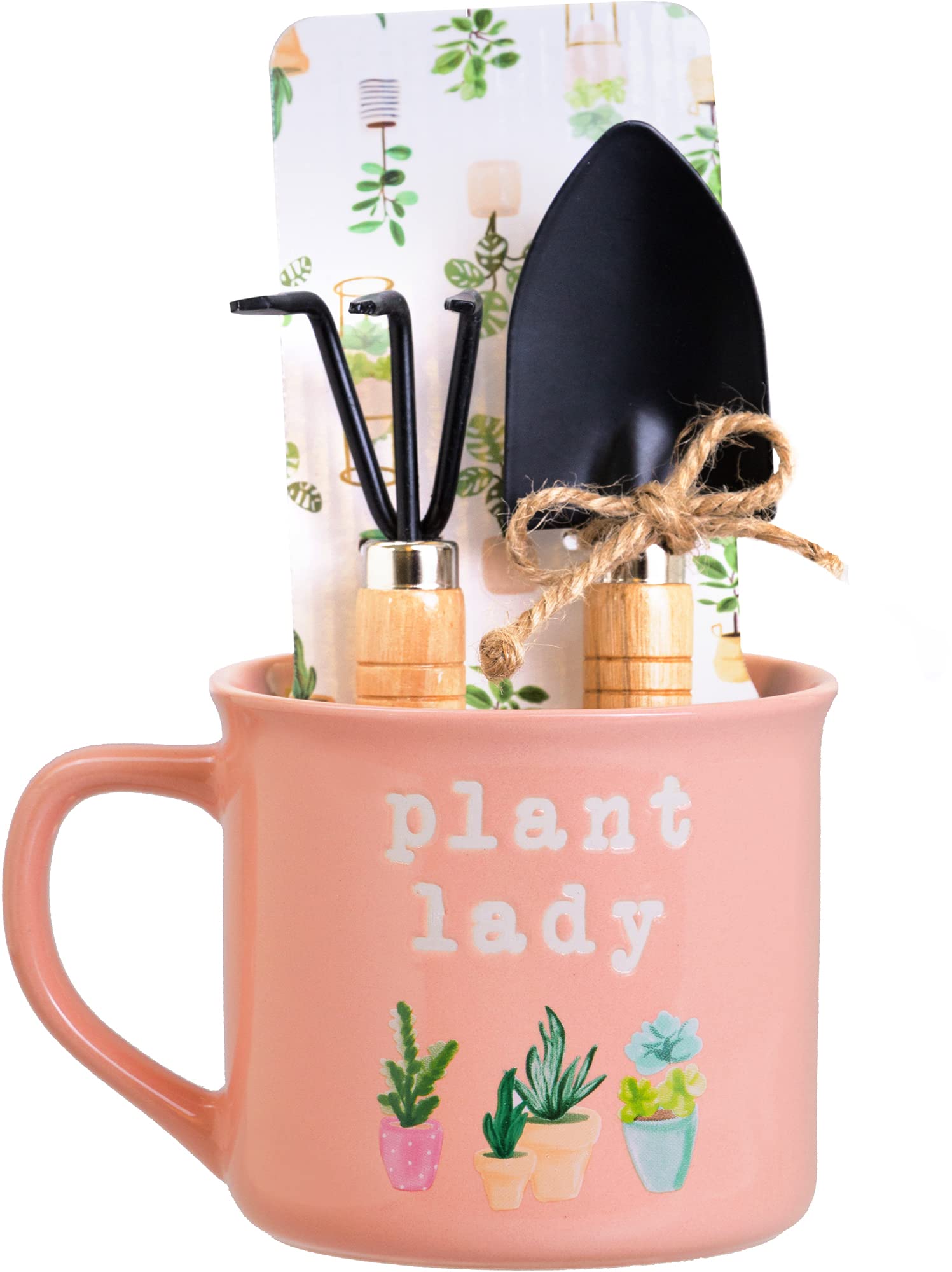 Eccolo Plant Lady Stoneware Camper Mug Set - 18oz Tea Cup with Cute Gardening Tools in Pink | Perfect for Coffee Lovers & Garden Enthusiasts, Great Gift for Mother's Day & Housewarming
