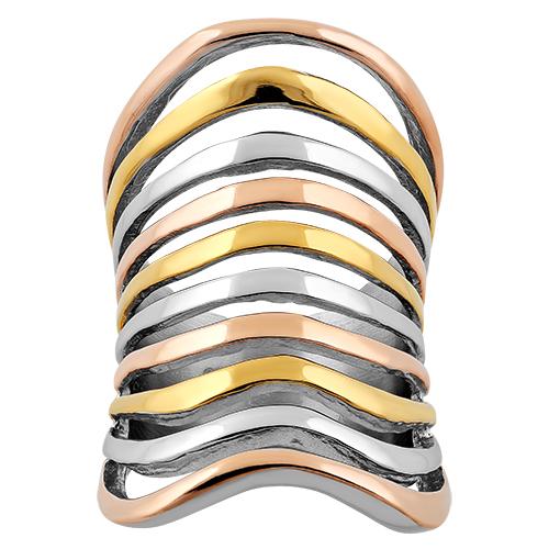 Trendy Stainless Steel Wave Ring for Women - Multi Color Stackable Boho Jewelry - Perfect for Everyday Wear, Beach Outfits & Layering