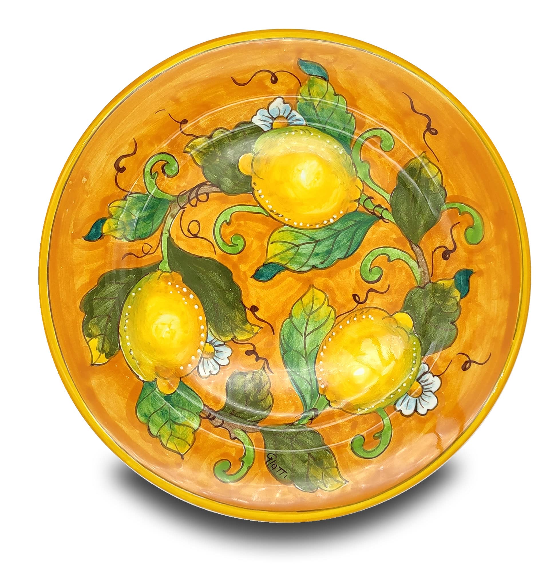 Italian Ceramic Dinnerware Set - Handmade Tuscan Pottery Made in Italy - Blue & Orange Lemon Design Plates & Bowls - Countryside Home Decor for Kitchen & Dining - Perfect for Italian-Themed Parties & Rustic Tablescapes