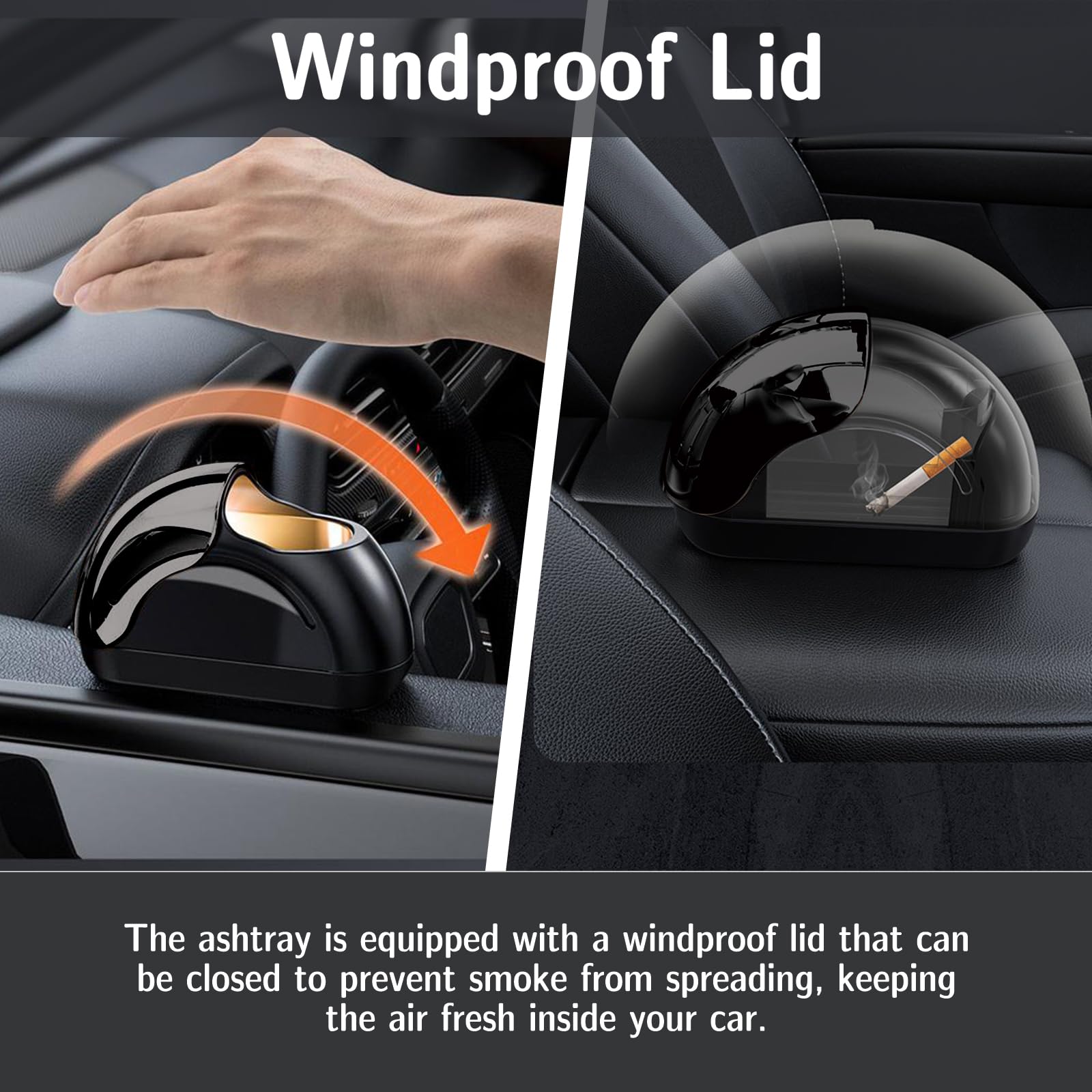 Premium Car Ashtray with Lid - Leakproof Auto Ash Tray for Car Door | Portable Vehicle Cigarette Ashtray for Smokers | Perfect for Road Trips, Commuting & Long Drives