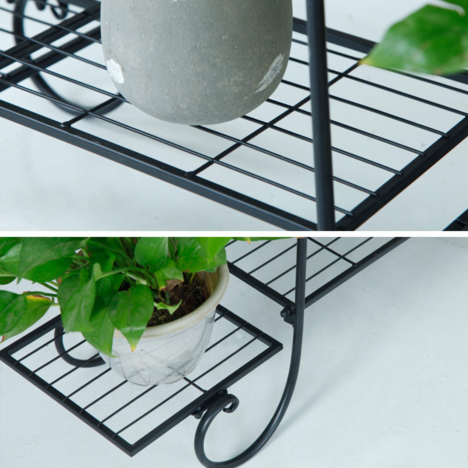 LOYALHEARTDY 6-Tier Metal Square Flower Stand - Indoor/Outdoor Plant Shelf for Garden, Patio, Balcony Decor - Black Display Rack for Pots, Succulents & Home Decor