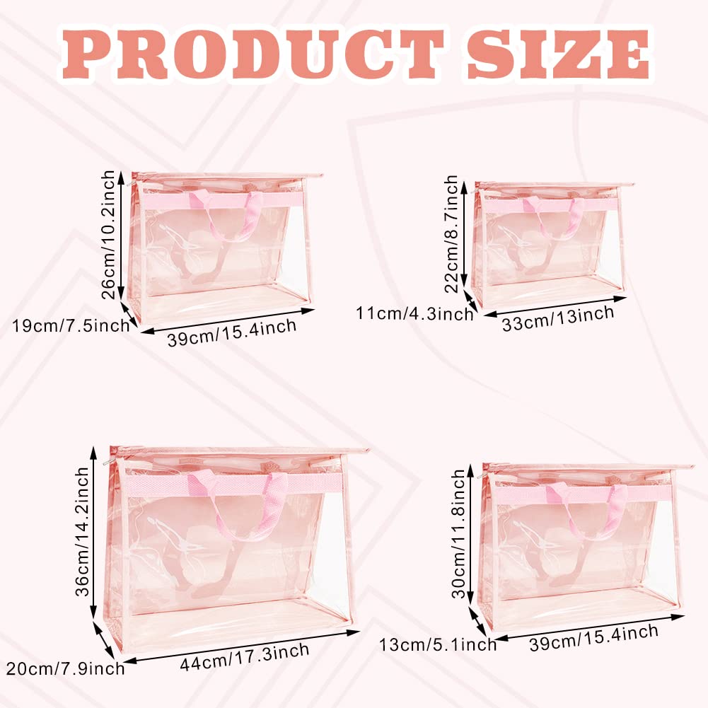 12 Pack Clear Dust Bags for Handbags - Waterproof Purse Storage Organizer with 12 Hooks, 4 Sizes Dust Cover Protector for Closet Organization (Pink) | Perfect for Travel, Home Storage & Luxury Bag Protection