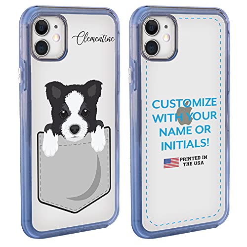 Custom Personalized Dog Name iPhone 12 Mini Clear Case - Border Collie Design Protective Phone Cover - Perfect Gift for Pet Lovers & Dog Owners (Home, Office, Travel Use)