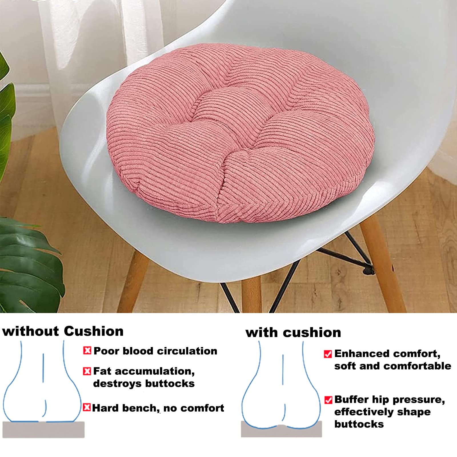 **Round Floor Pillows Cushions - 20 Inch (50cm) Set of 2 - Soft Meditation & Yoga Seat Pads for Indoor/Outdoor Use - Living Room, Balcony, Sofa, or Garden Seating (Blue)**