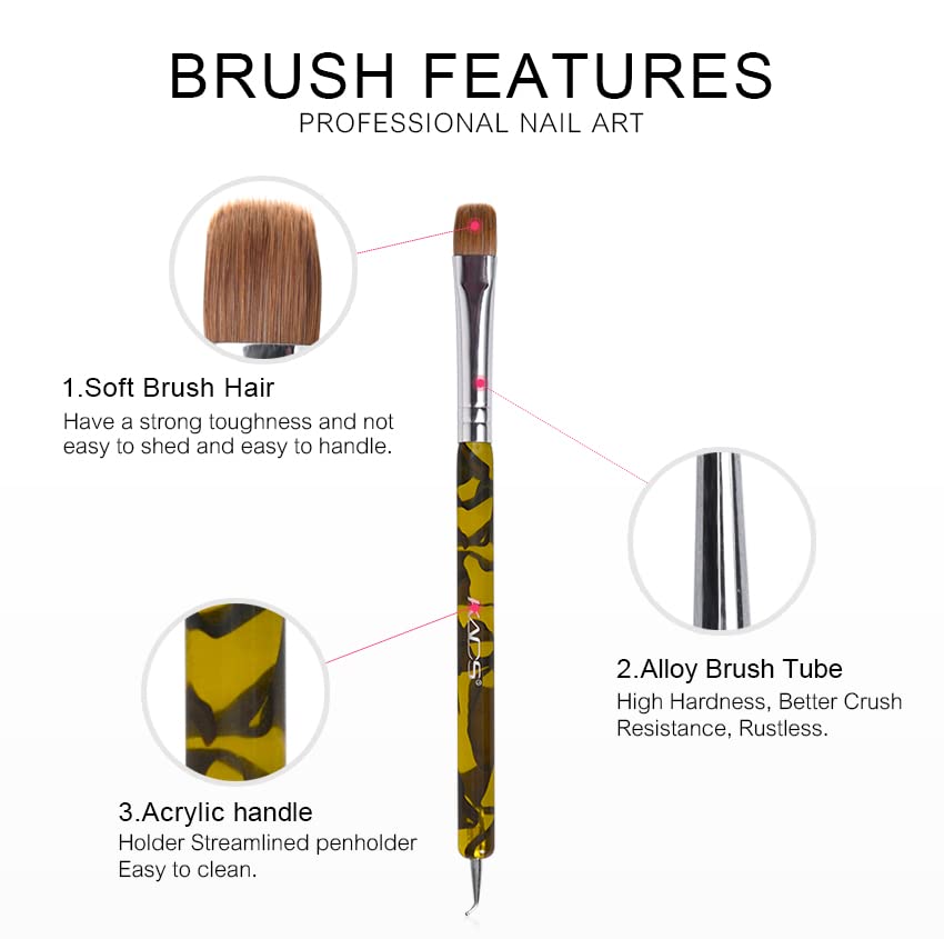 Professional KADS French Brush & Acrylic Sable Brush - 2-Way Nail Art Tool for French Manicure, Clean-up & Dotting (#12) | Perfect for Salon Professionals & DIY Nail Enthusiasts
