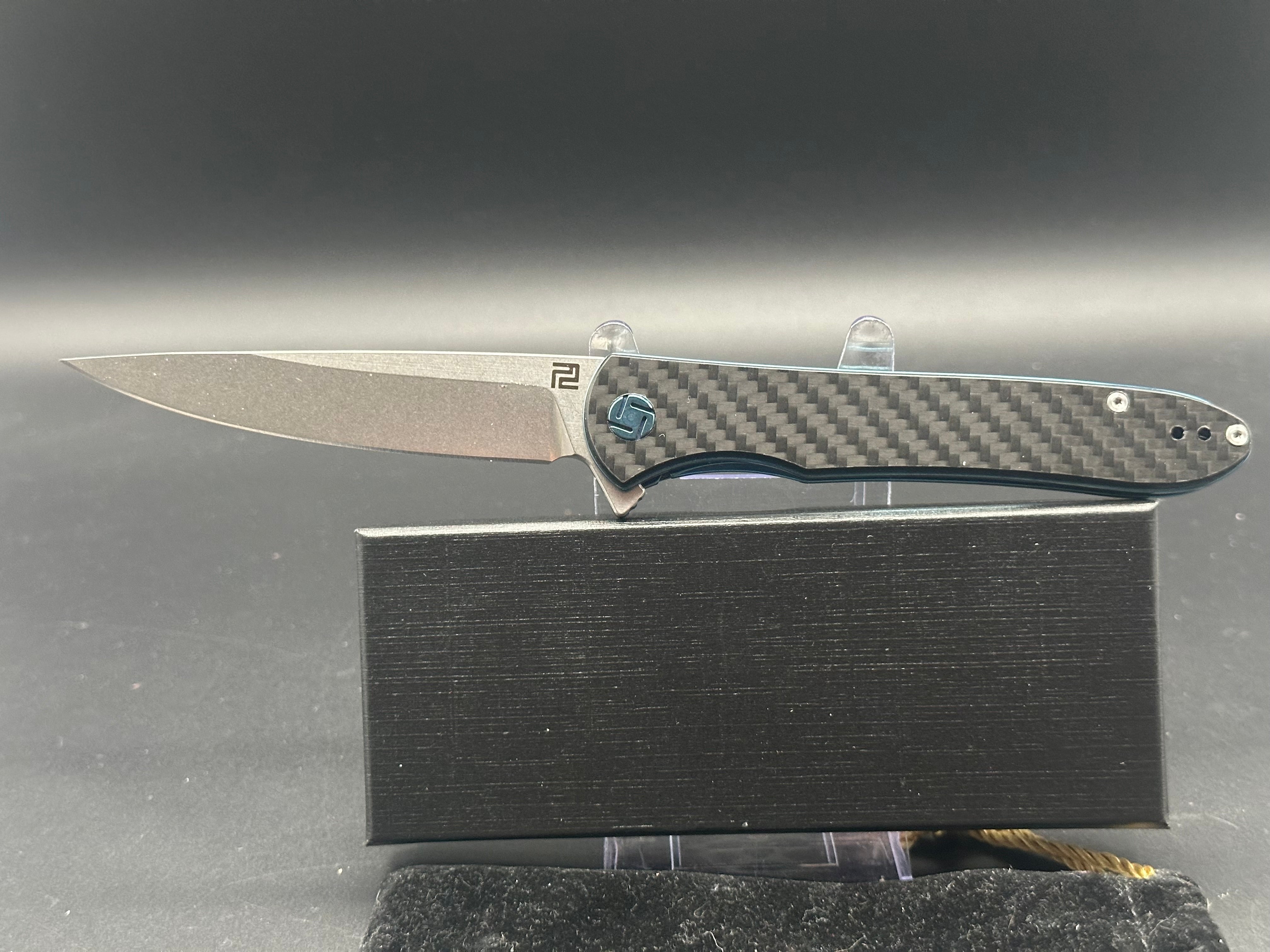 Premium Artisan Cutlery Shark Folding Knife - Carbon Fiber & G10 Handle with S35VN Steel Blade - Perfect for Outdoor Camping, Hunting, and Everyday Carry (EDC)
