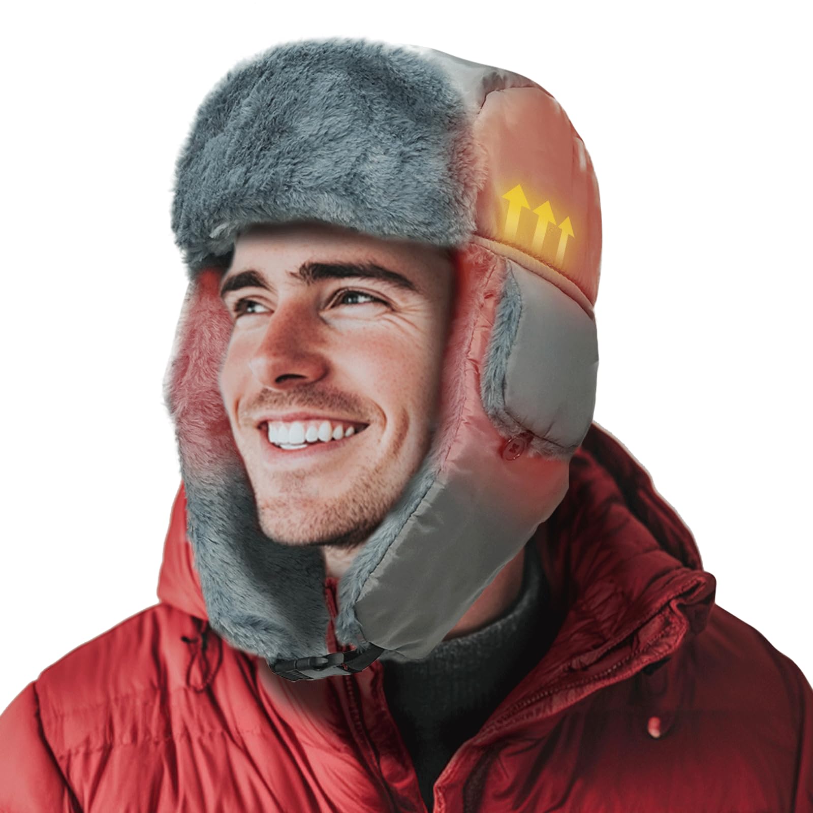Heated Trapper Hat with 7.4V Rechargeable Battery - Warm Winter Hunting Hat for Men & Women - Faux Fur Lined Outdoor Hat for Skiing, Snowboarding & Cold Weather Activities